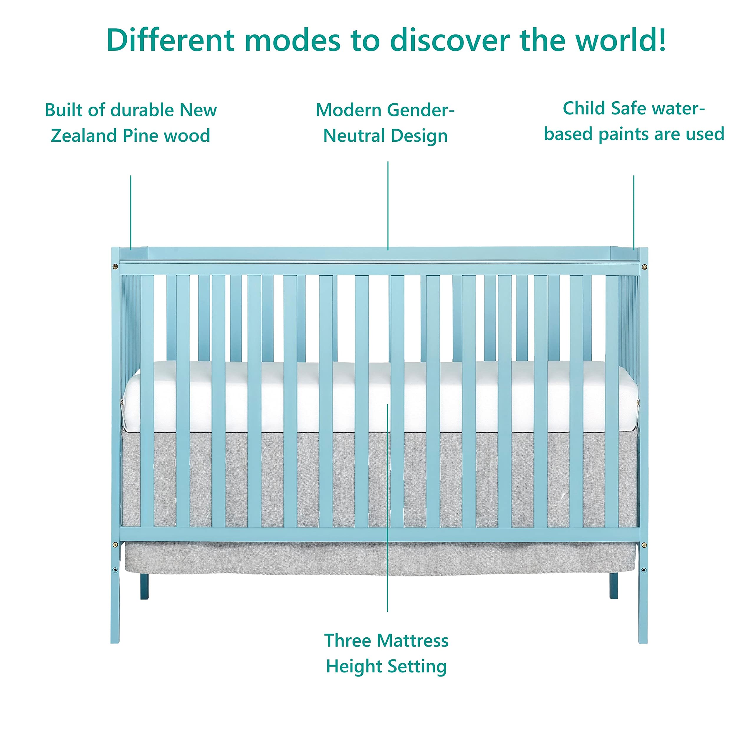 5-in-1 Convertible Crib Aqua Sky