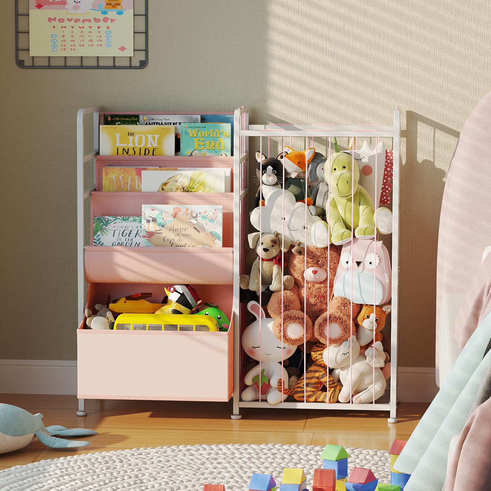 Kids Bookshelf and Stuffed Animal Storage - Multi-Function Nursery
