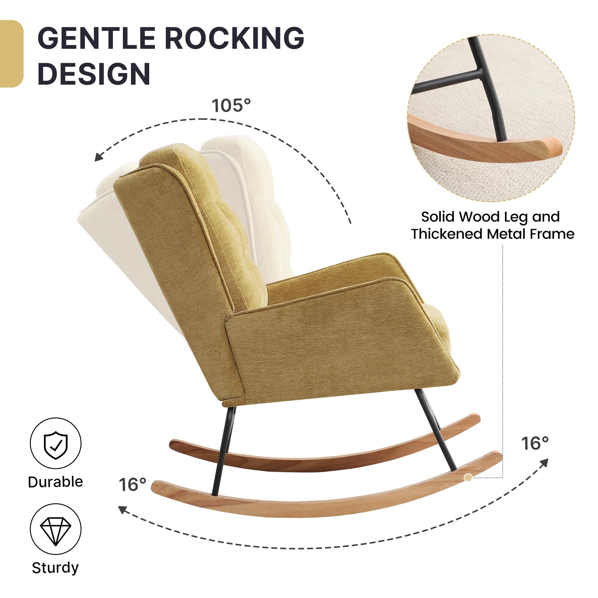 Nursery Rocking Chair with High Backrest