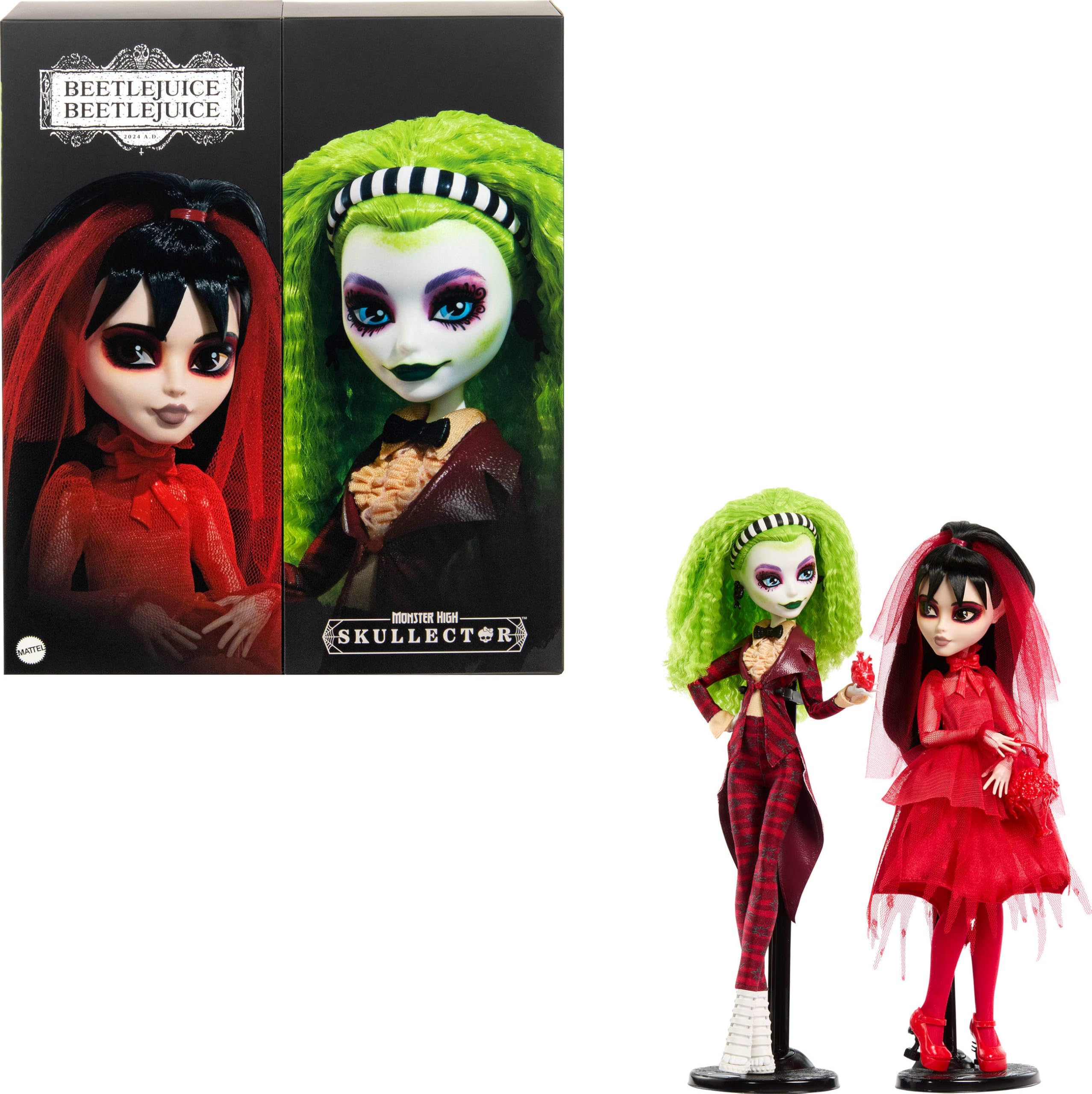 Skullector Beetlejuice Beetlejuice Dolls 2-Pack, Collectible Betelgeuse and Lydia Deetz Set