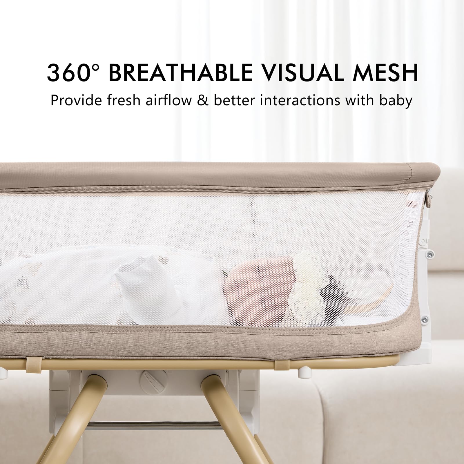 3-in-1 Baby Bassinet Bedside Sleeper with Rocking Motion