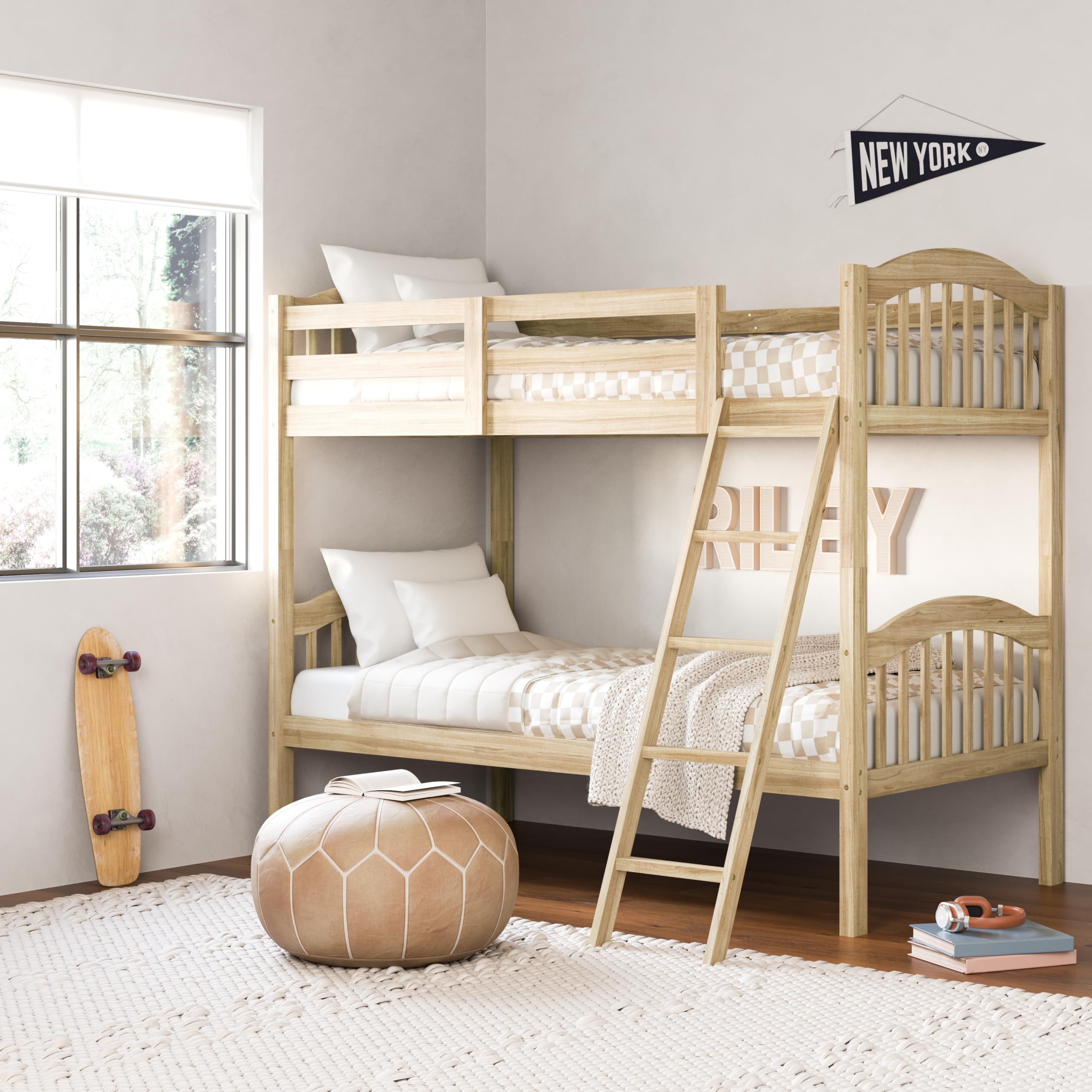 Long Horn Twin-Over-Twin Bunk Bed (Natural) - GREENGUARD