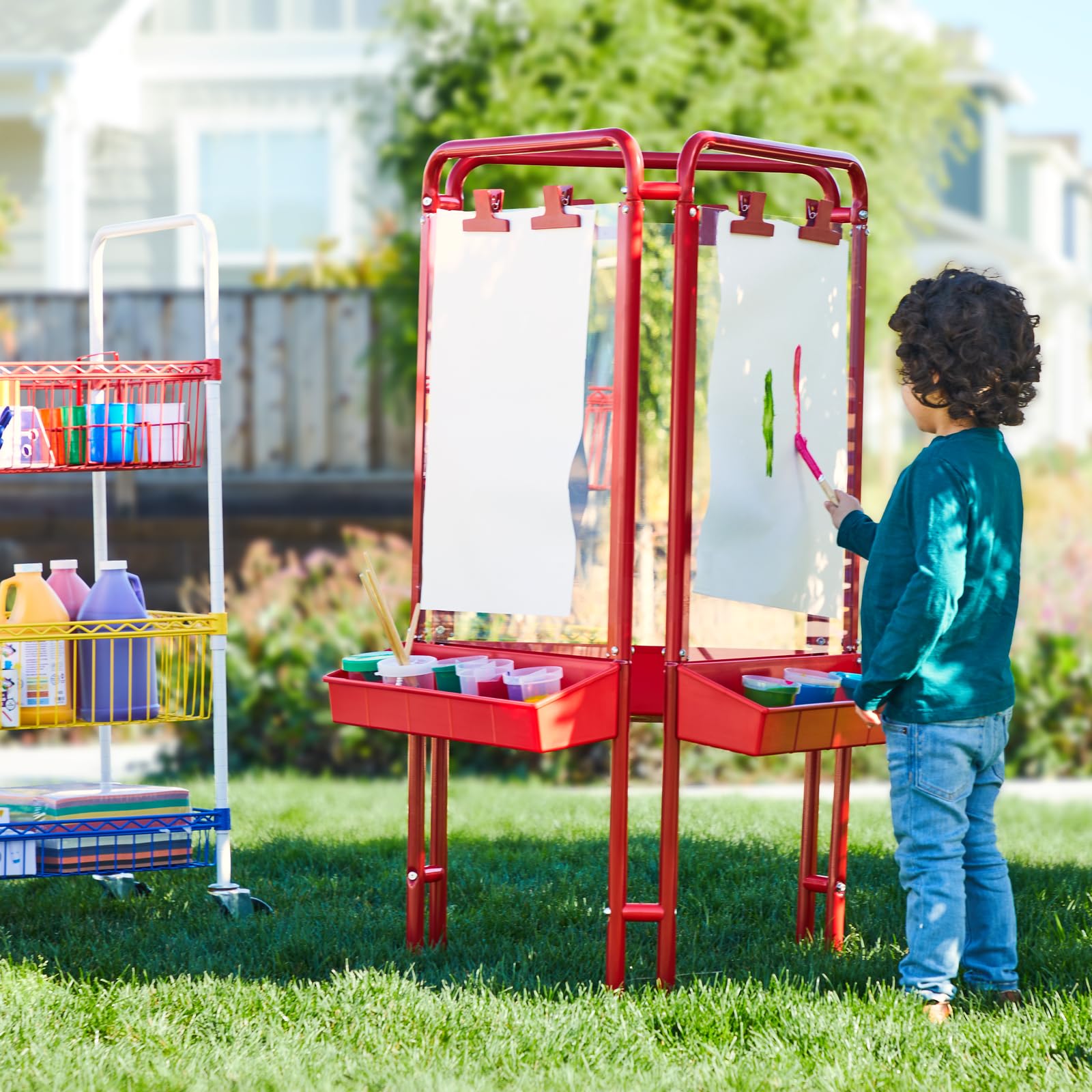 Colorations 3-Way Indoor/Outdoor Acrylic Panel Easel, Outdoor Play, Drawing, Adjustable Easel, Art Craft Painting, Arts and Crafts