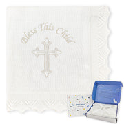 Baby Baptism Blanket – White Cotton Knit Christening Shawl
