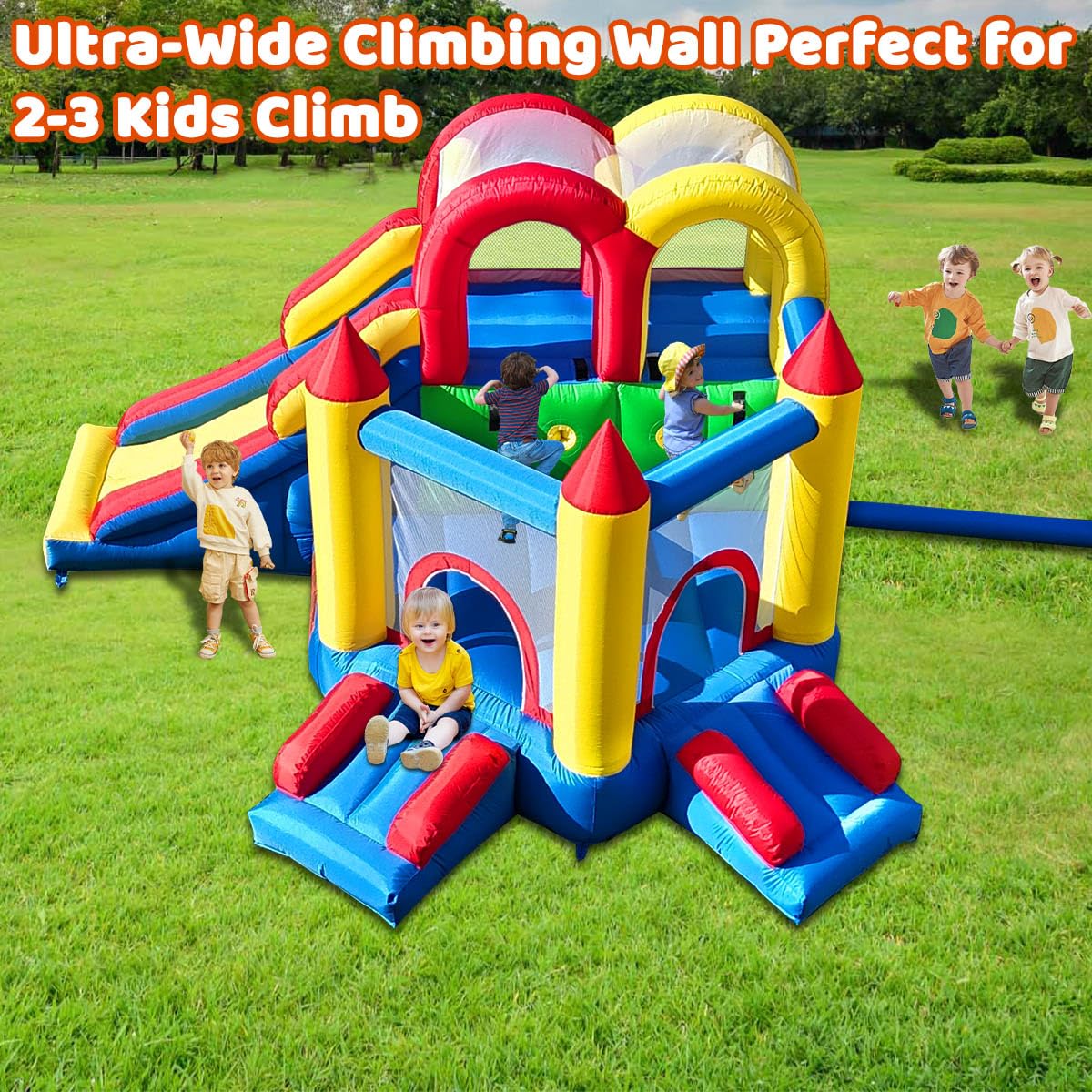 Inflatable Bounce House with Double Climbing Wall and Slide