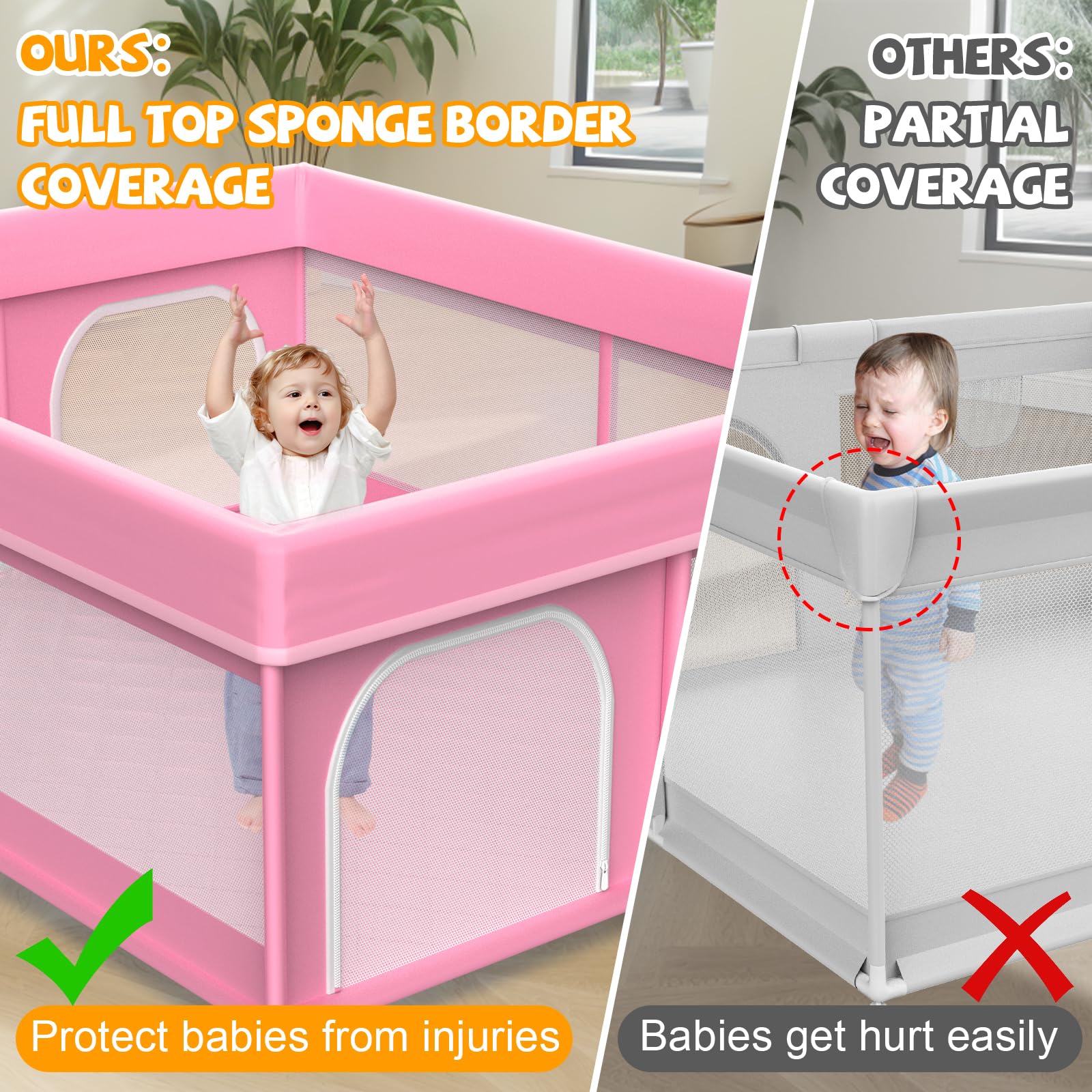 Large Baby Playpen with Mat 79x71 Inches