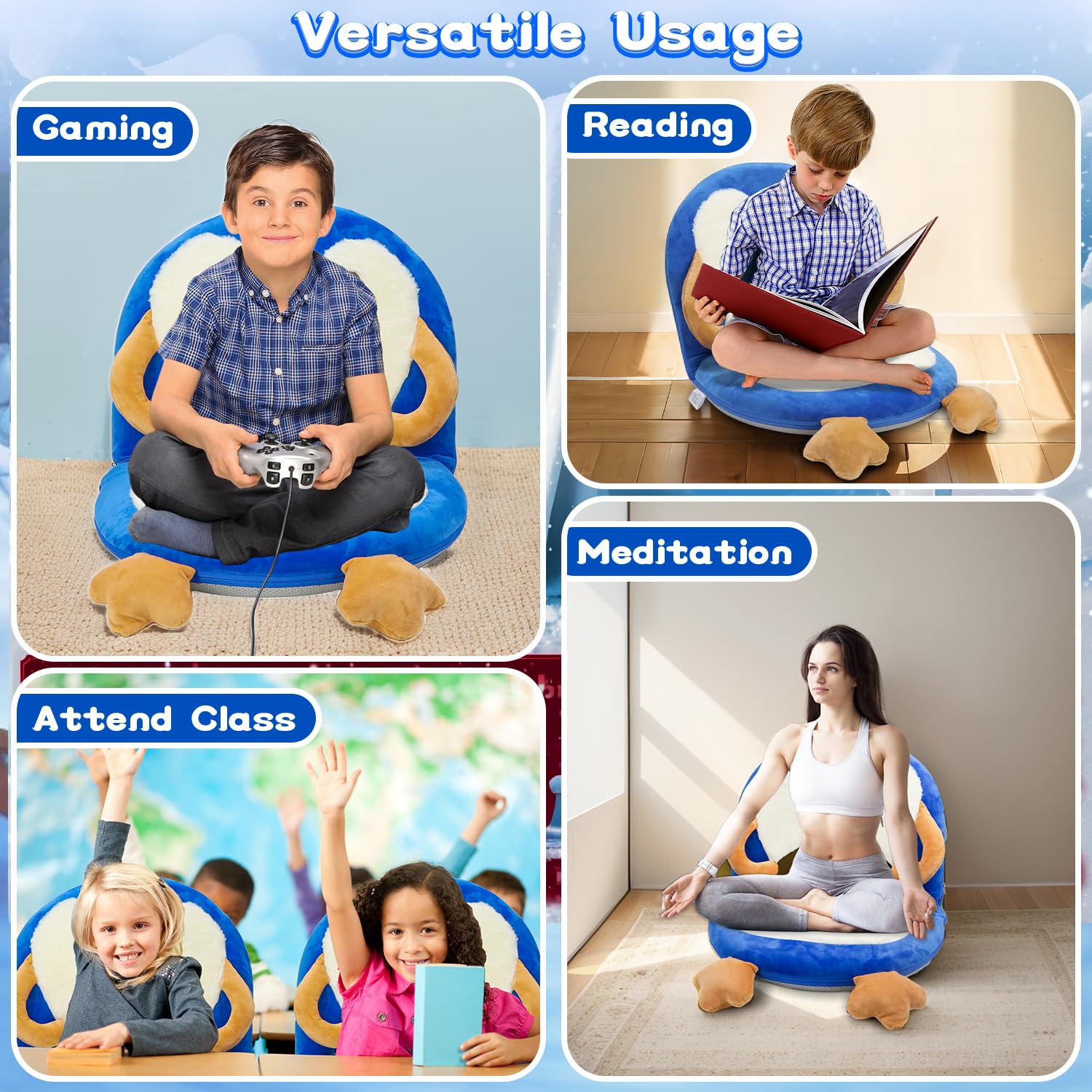 Penguin Floor Chair Kids Adjustable Back Support