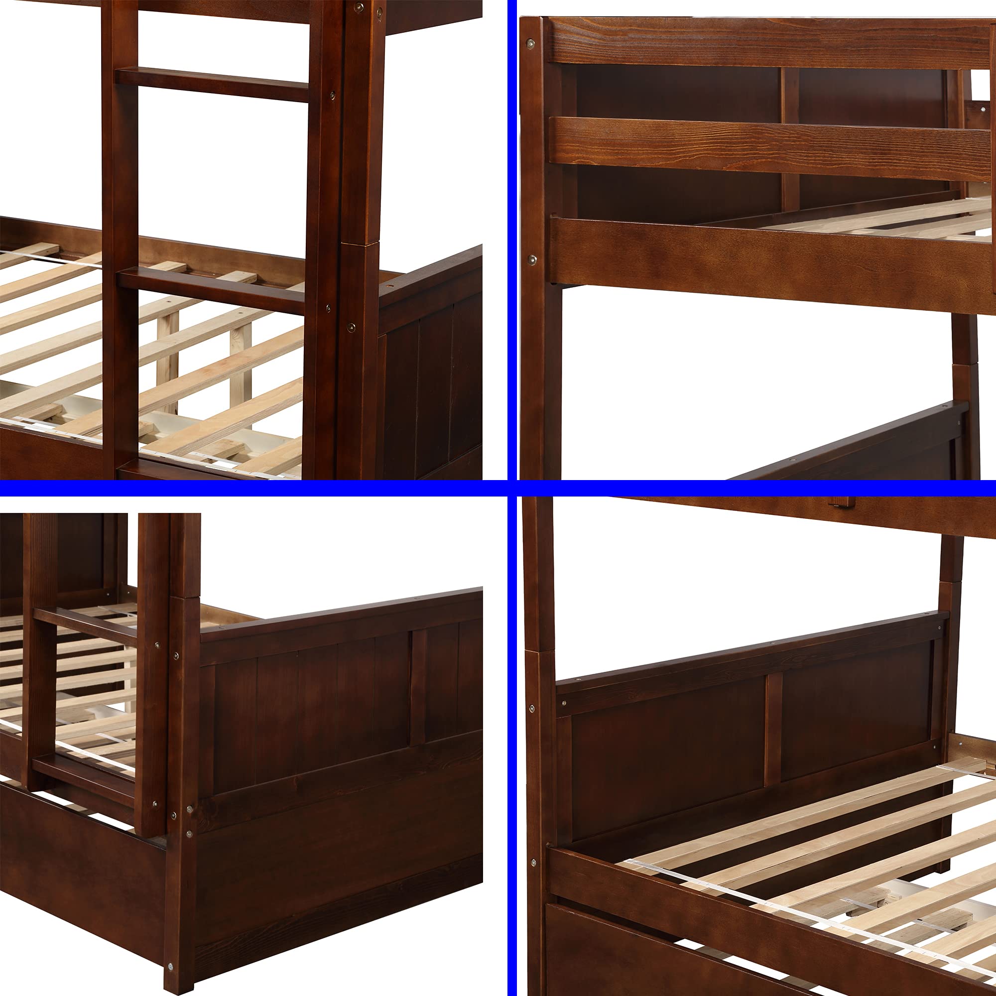 Full Over Full Bunk Bed with Trundle and Ladder
