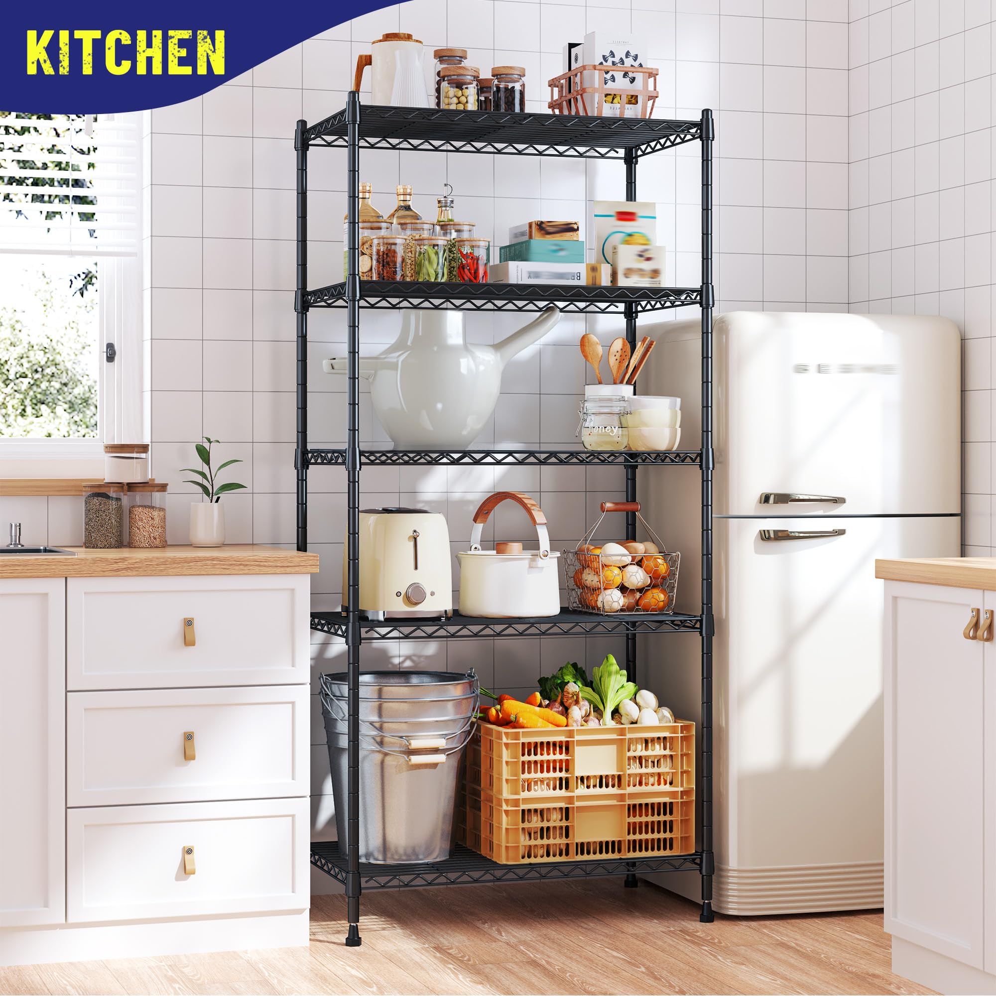 5-Tier Wire Storage Shelving Unit Heavy Duty Metal Rack