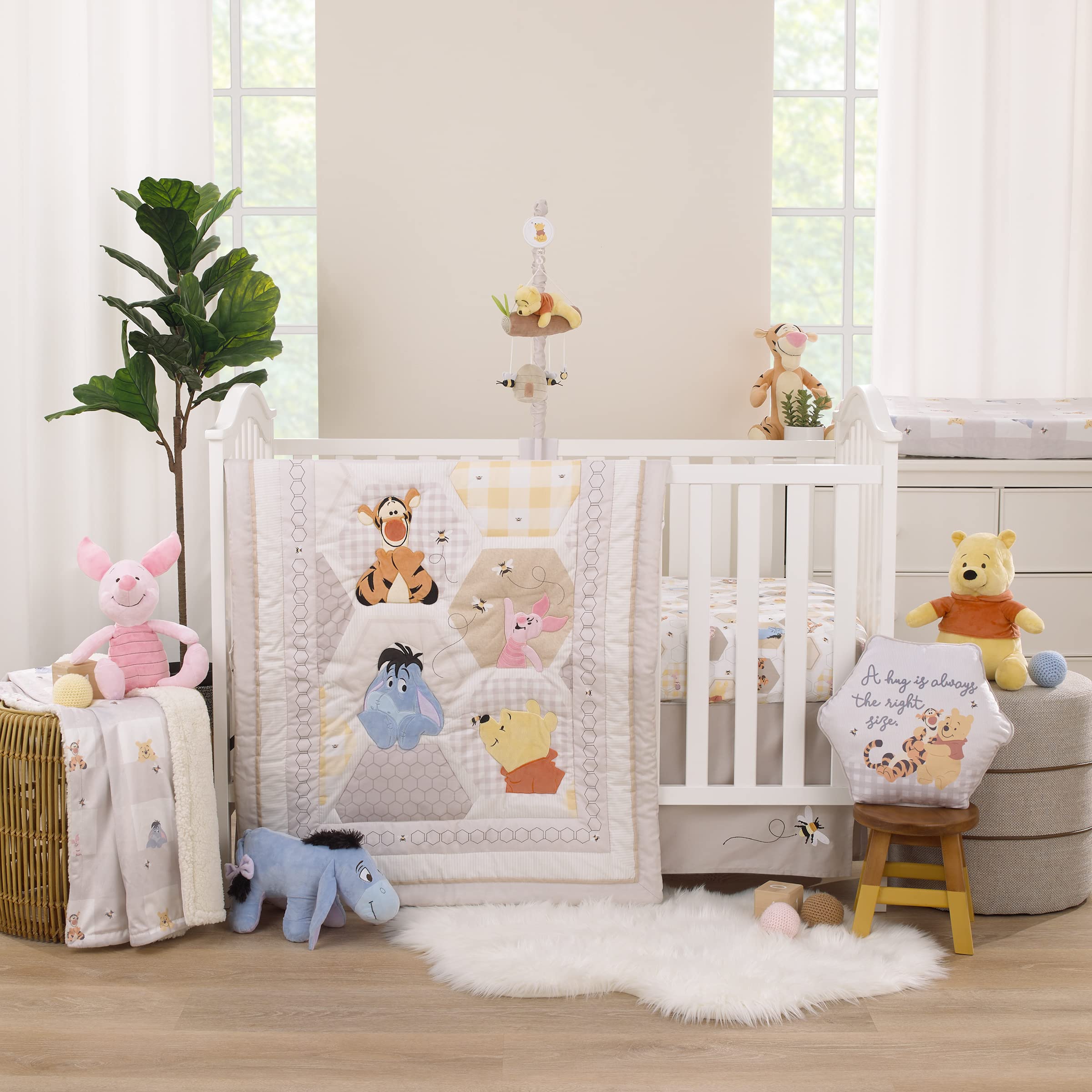 Disney Winnie The Pooh Hugs & Honeycombs 4-Piece Baby Gift Set – Crib Bedding