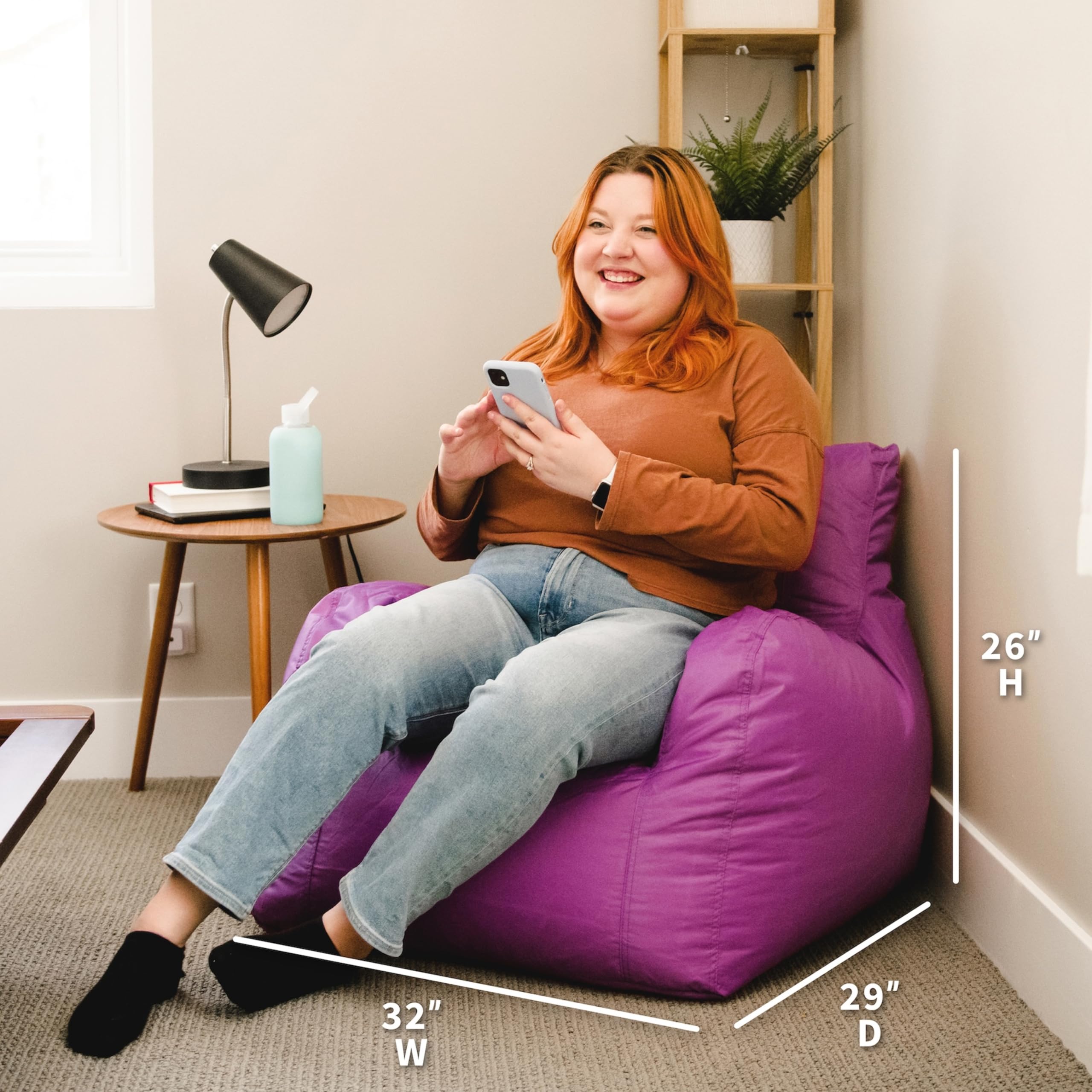 Dorm Bean Bag Chair with Drink Holder and Pocket