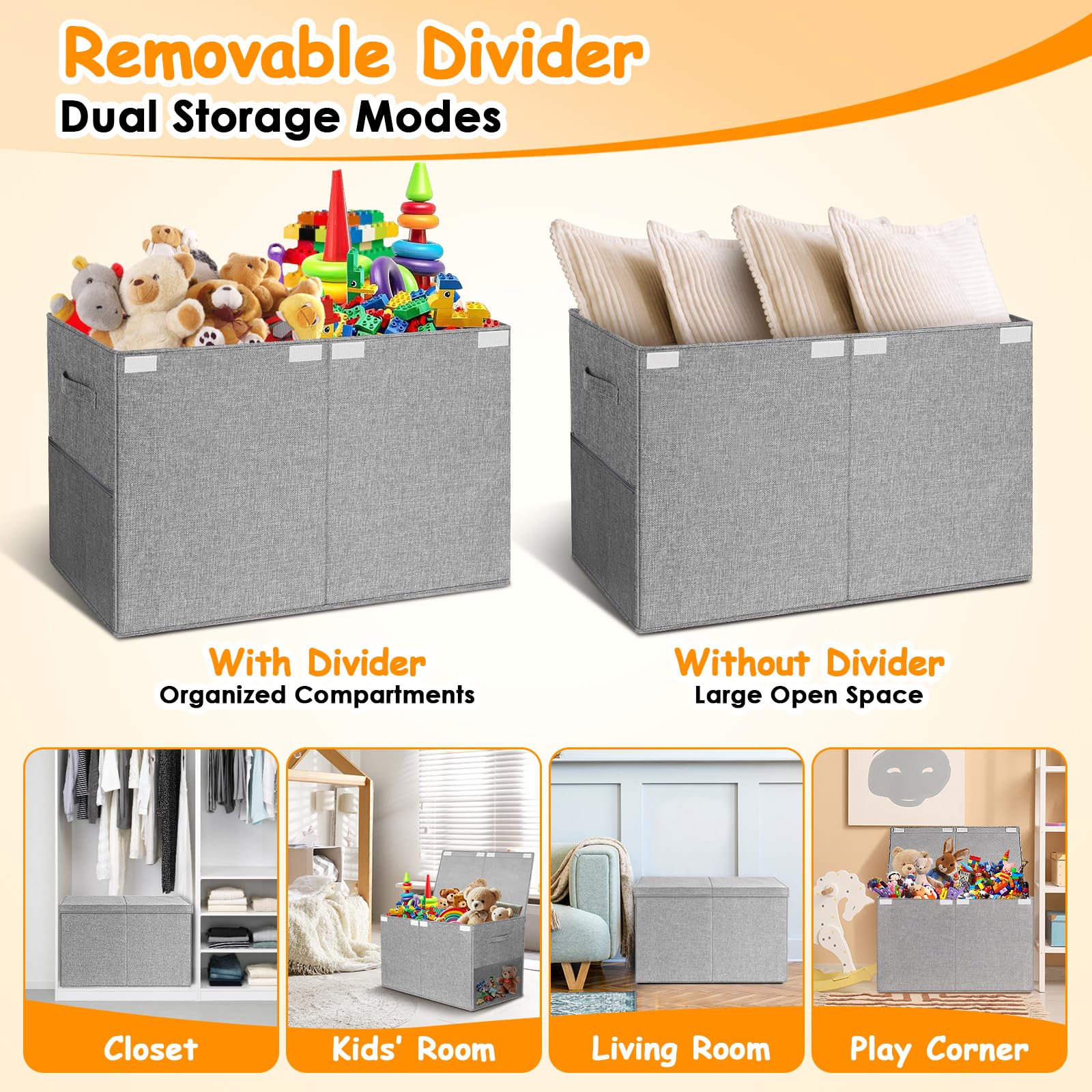 Large Toy Storage Box with Lid for Kids