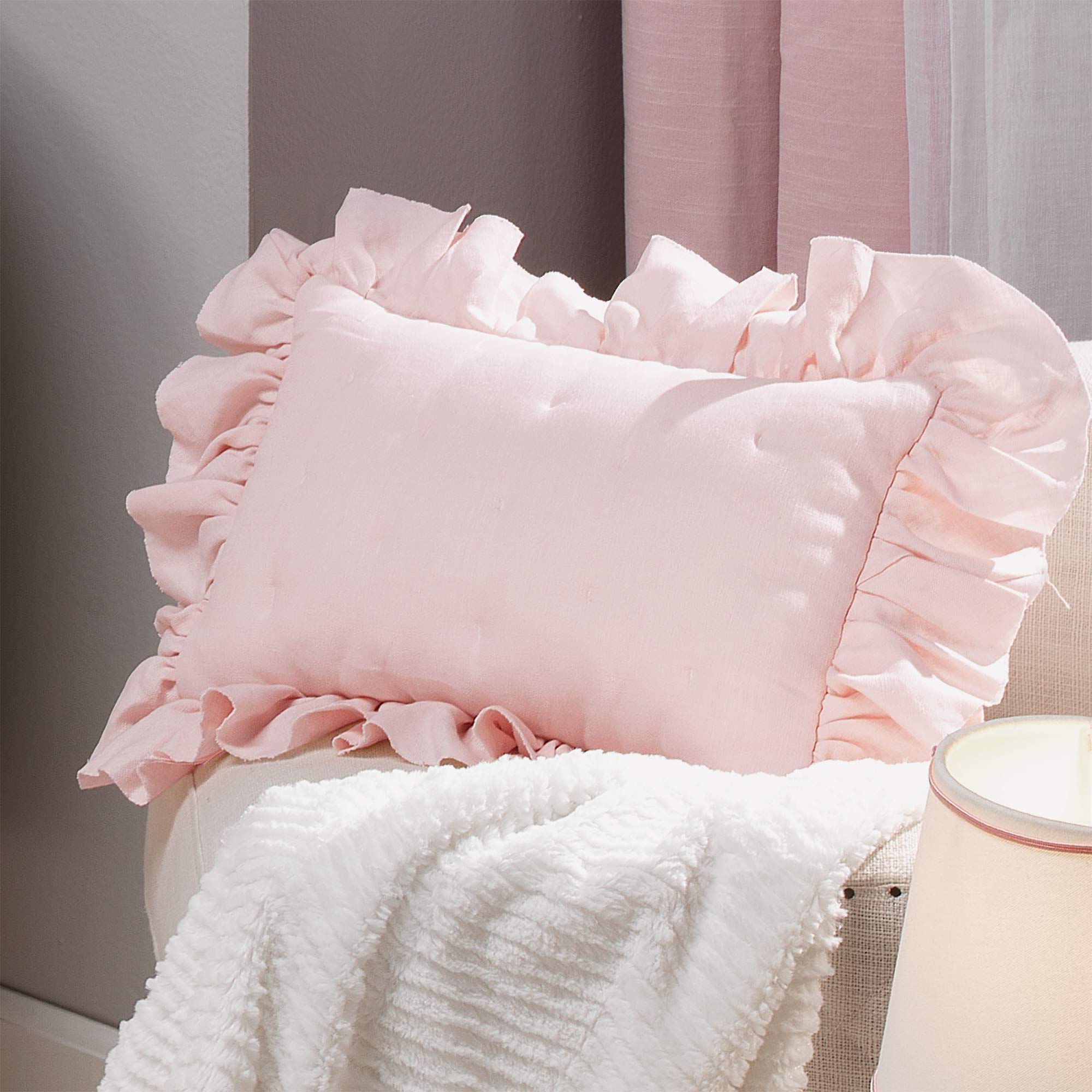 Floral Garden Watercolor/Pink Linen 5-Piece Baby Crib Bedding Set