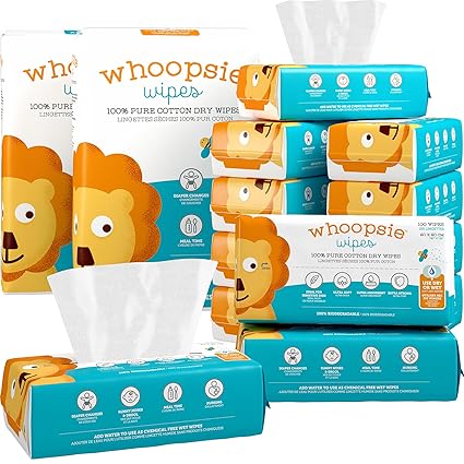 Cotton Dry Wipes | 600 Count | Use Wet or Dry | Soft & Sensitive