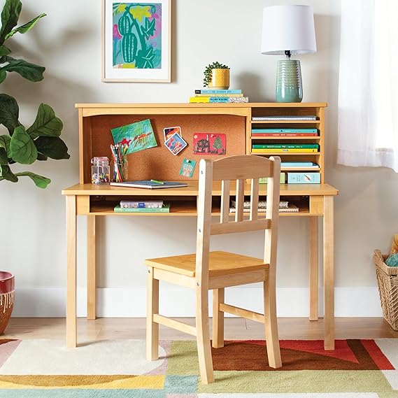 Kids Media Desk and Chair Set - Navy: Student's Workstation with Storage