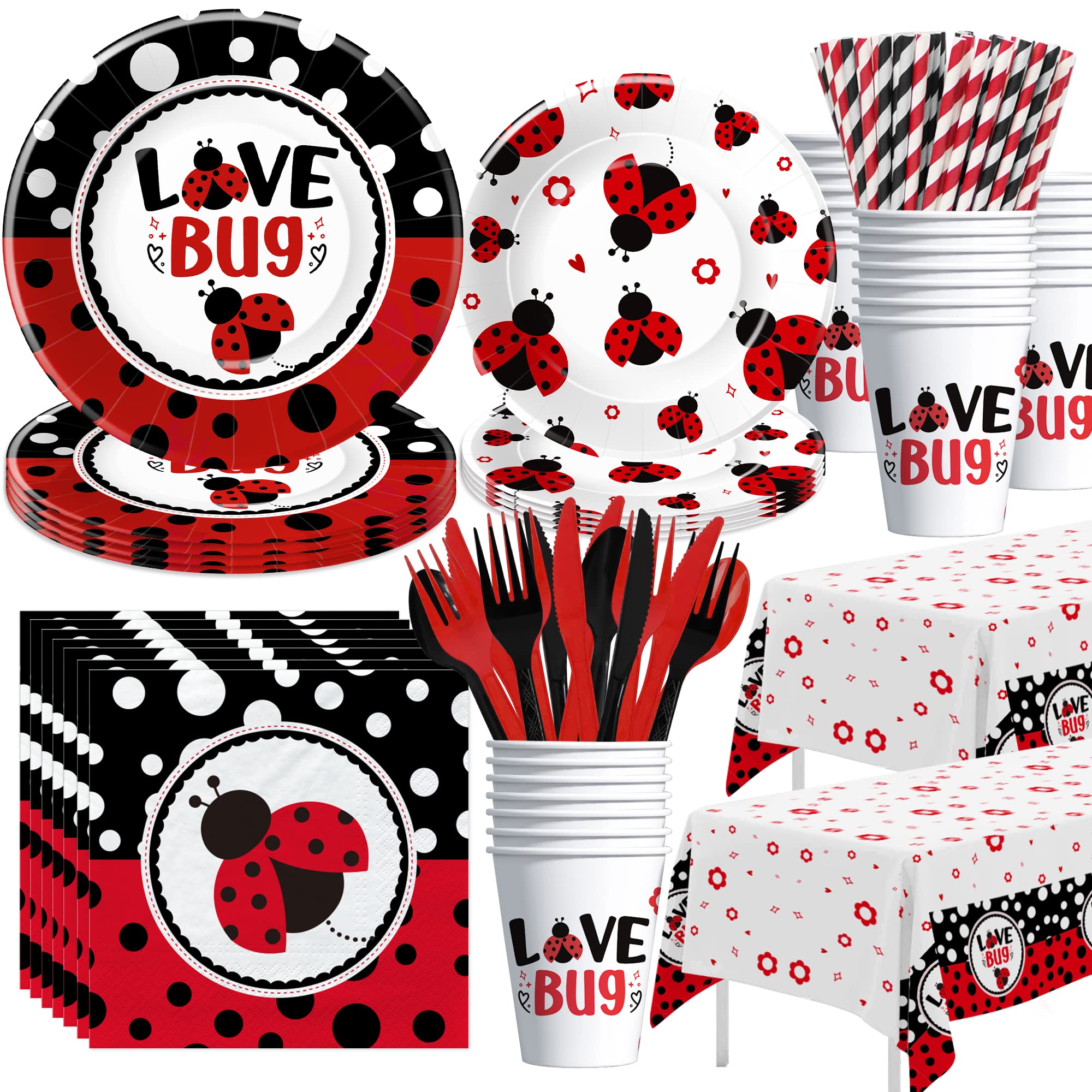 Ladybug Birthday Party Decorations Tableware, Ladybug Party Supplies Girl for Birthday