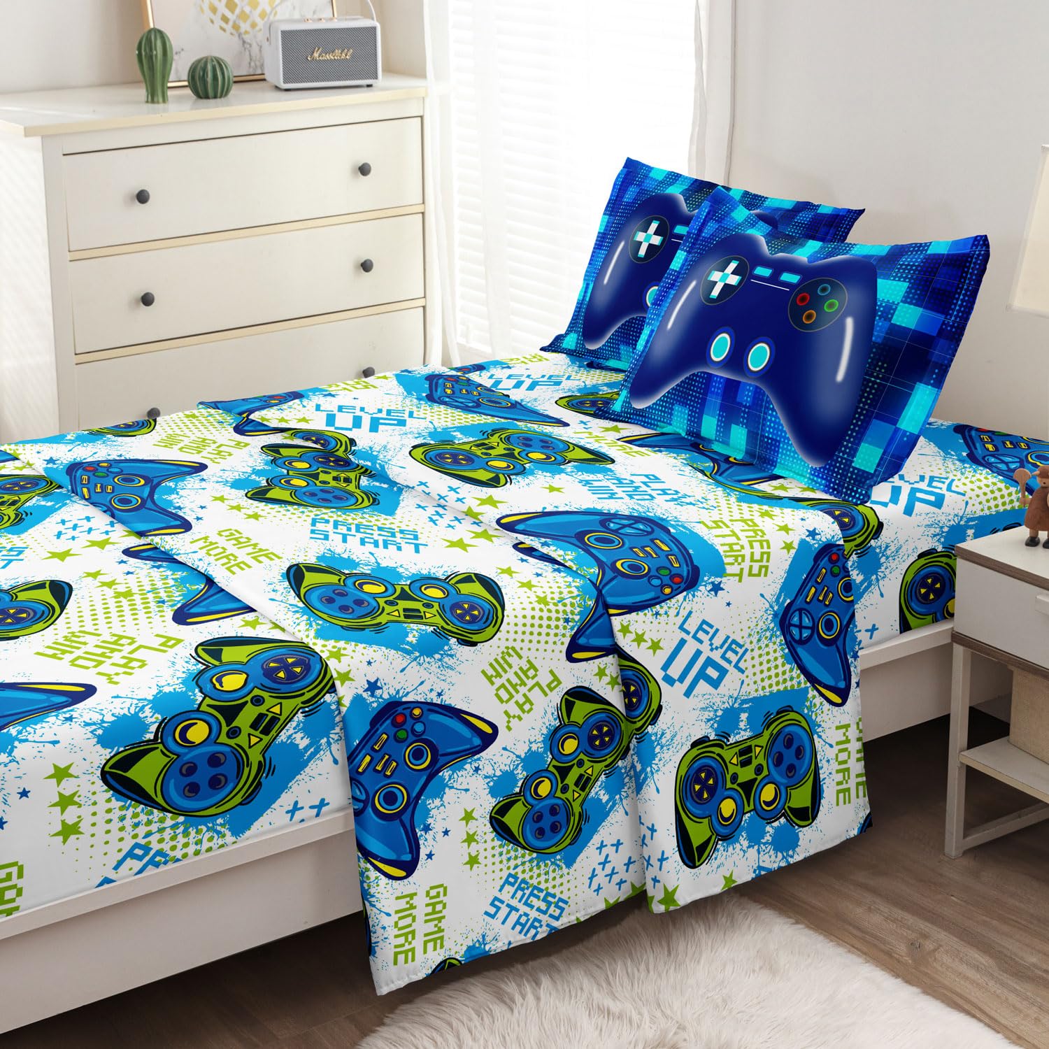 Twin Size Bed in A Bag 5 Pieces Gaming Bedding Set for Boys