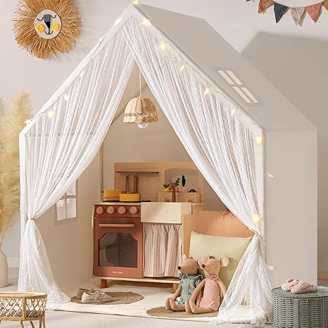 Kids Play Tent with Padded Mat and LED Lights