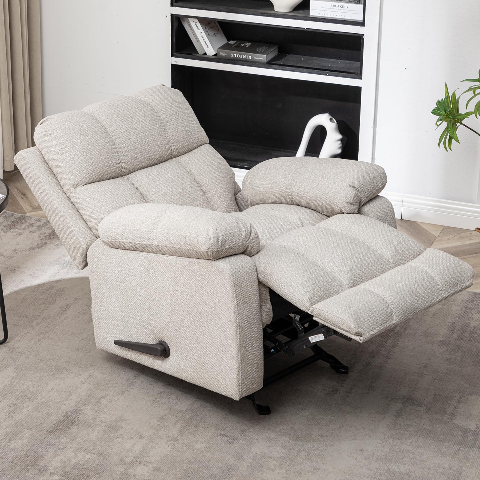 EcoSummer Upholstered Nursery Rocking Chair，Indoor Comfortable Glider Chair，Pocket High Back Teddy Boucle Rocker Chair with Side， for Baby Nursery,Living Room,Bedroom，Office