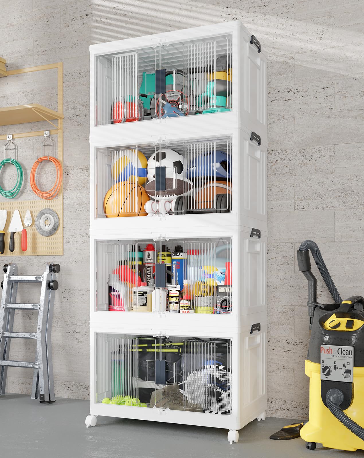 97QT Stackable Storage Bins with Lids and Wheels