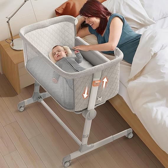 Bassinet Bedside Sleeper, Rocking Bassinet for Baby, 3 in 1 Crib