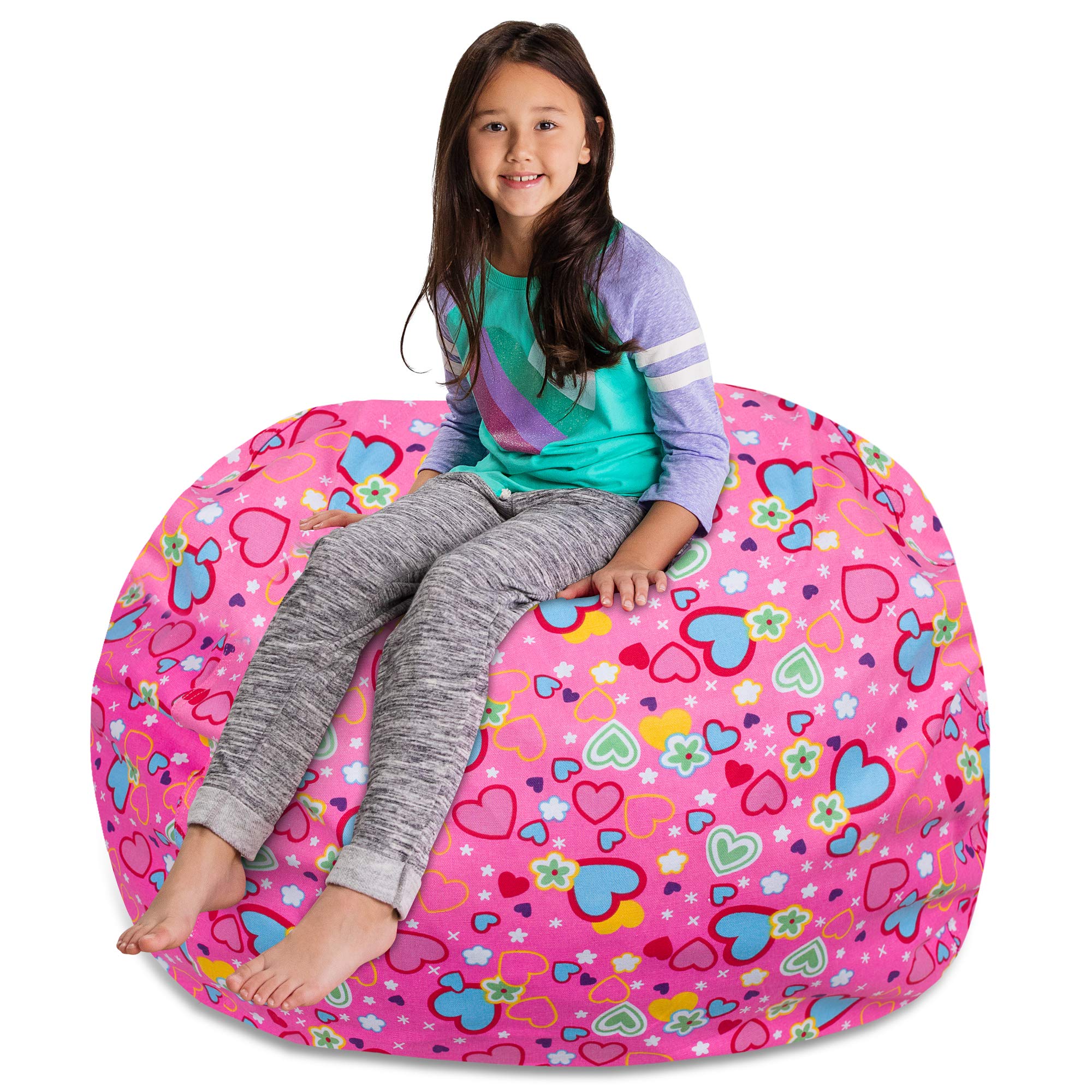 Stuffable Kids Stuffed Animal Storage Bean Bag Chair Cover - Childrens Toy Organizer