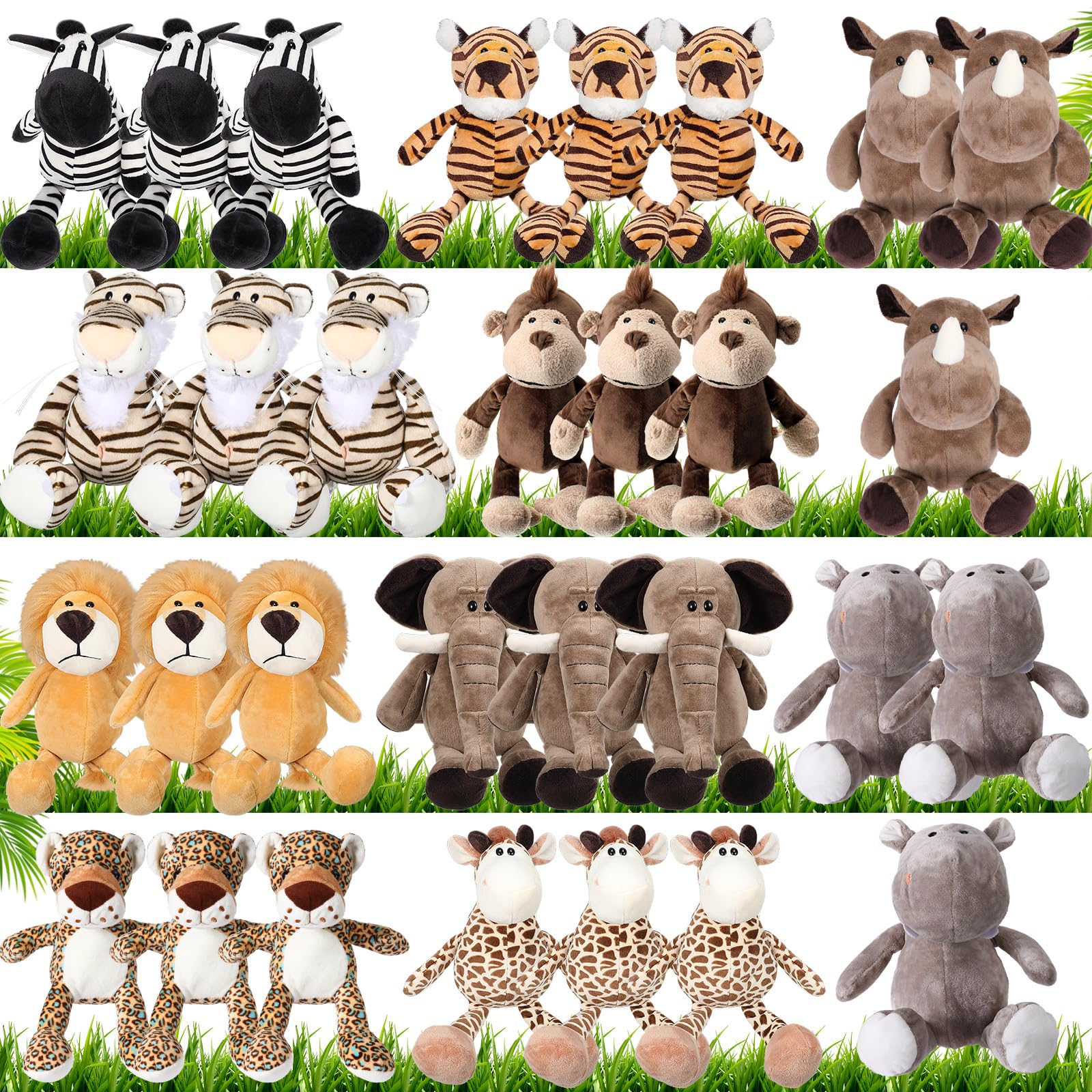 30 Pcs Safari Forest Stuffed Animals Plush Jungle Themed Animals Toys Gift Elephant