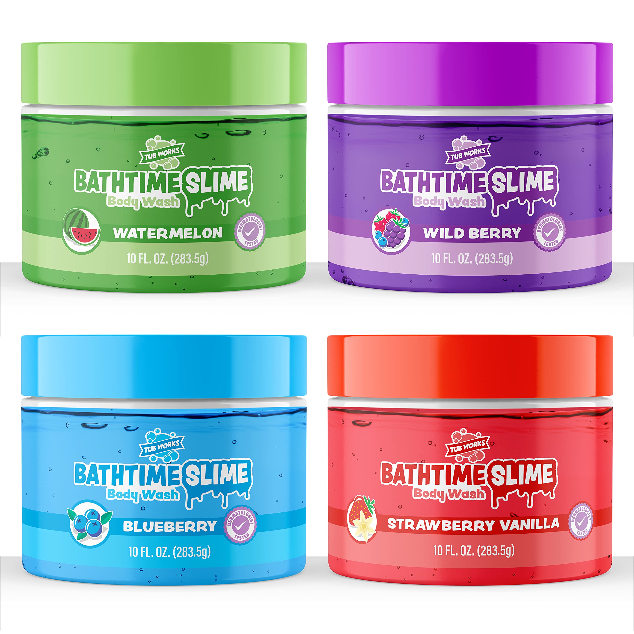 Bath Slime Kids Body Wash, Variety 4 Pack | Gooey, Playful Texture with Fresh
