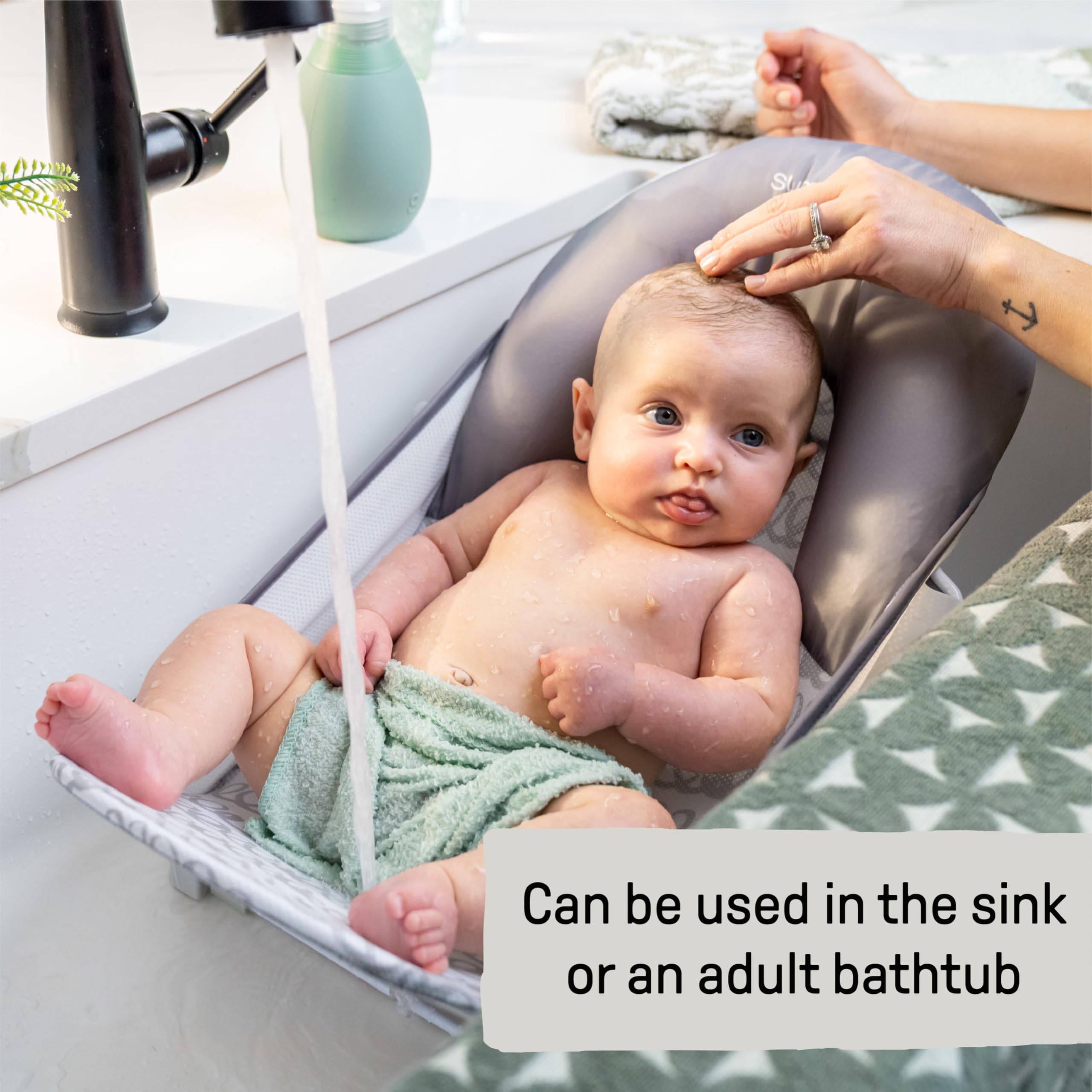 2-Position Foldable Baby Bath Seat with Mesh Sling