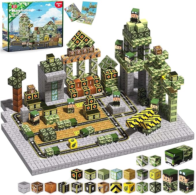 Magnetic Blocks-100PCS Grassland Building Blocks Set, Kids Classroom Sensory Toy
