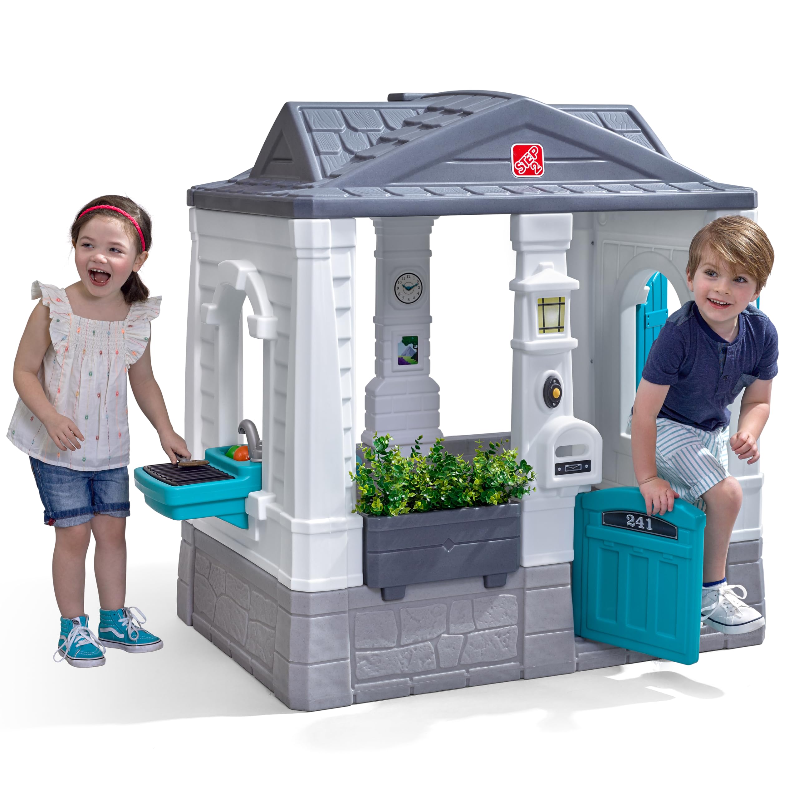 Neat & Tidy Cottage Kids Playhouse, Indoor/Outdoor Playset, Interactive Play with Sounds