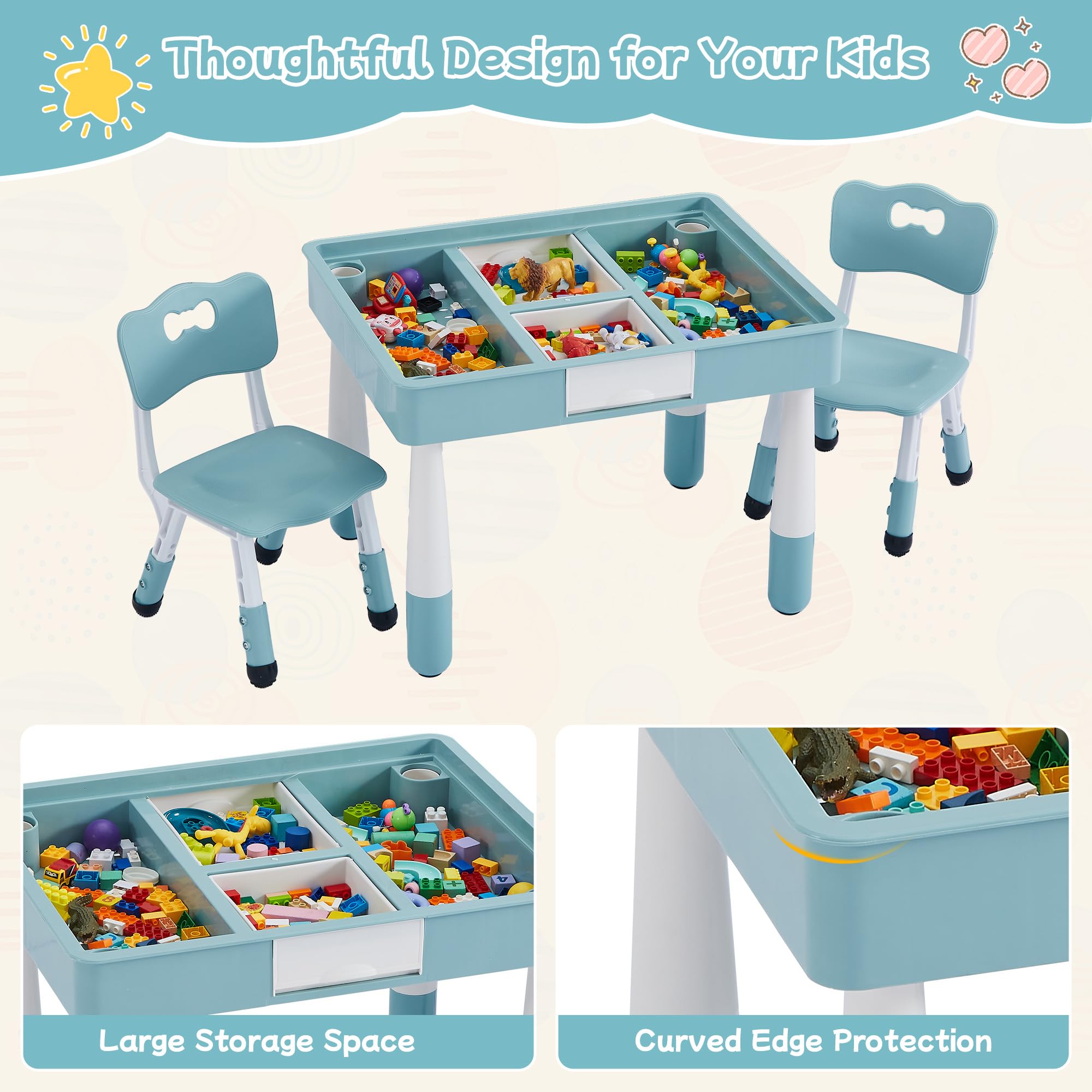 4-in-1 Kids Activity Table and Chairs Set with Storage