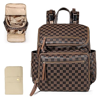 Bag Backpack Large Baby Diaper Bag Leather with 17 Diaper