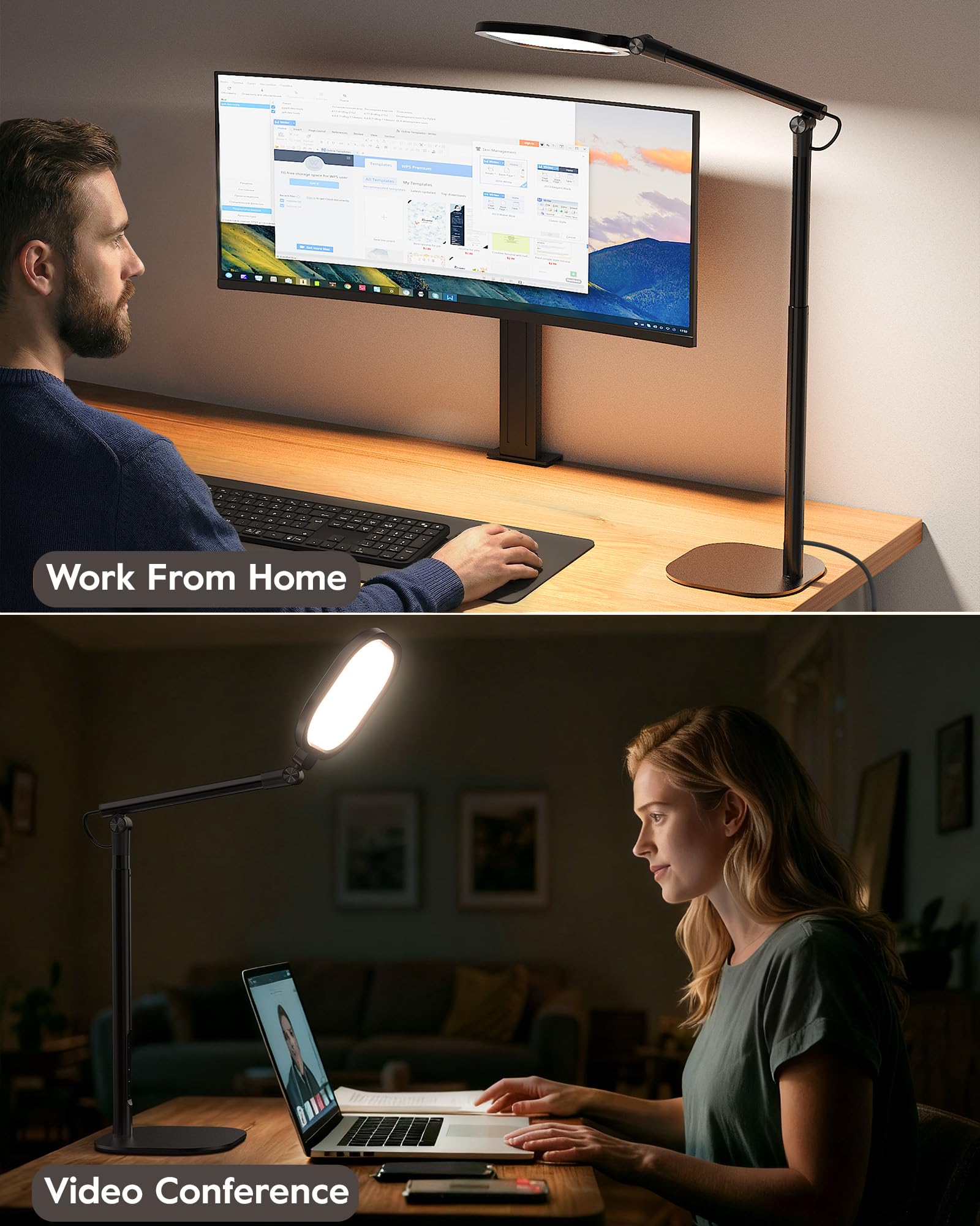 LED Desk Lamp with Adjustable Height and 50 Lighting Modes