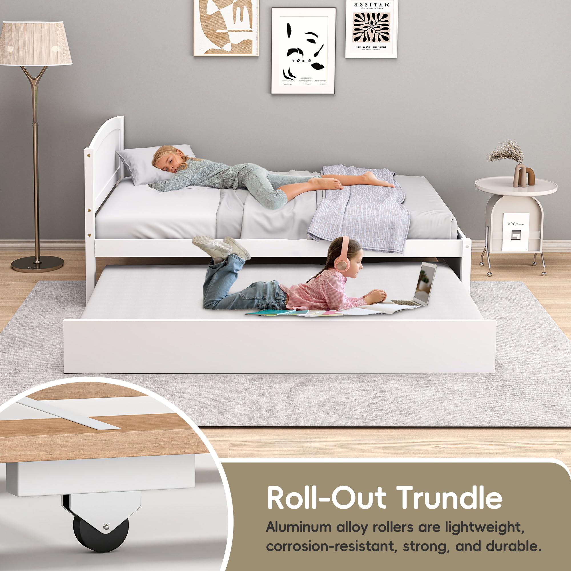 Twin Trundle Bed with Headboard