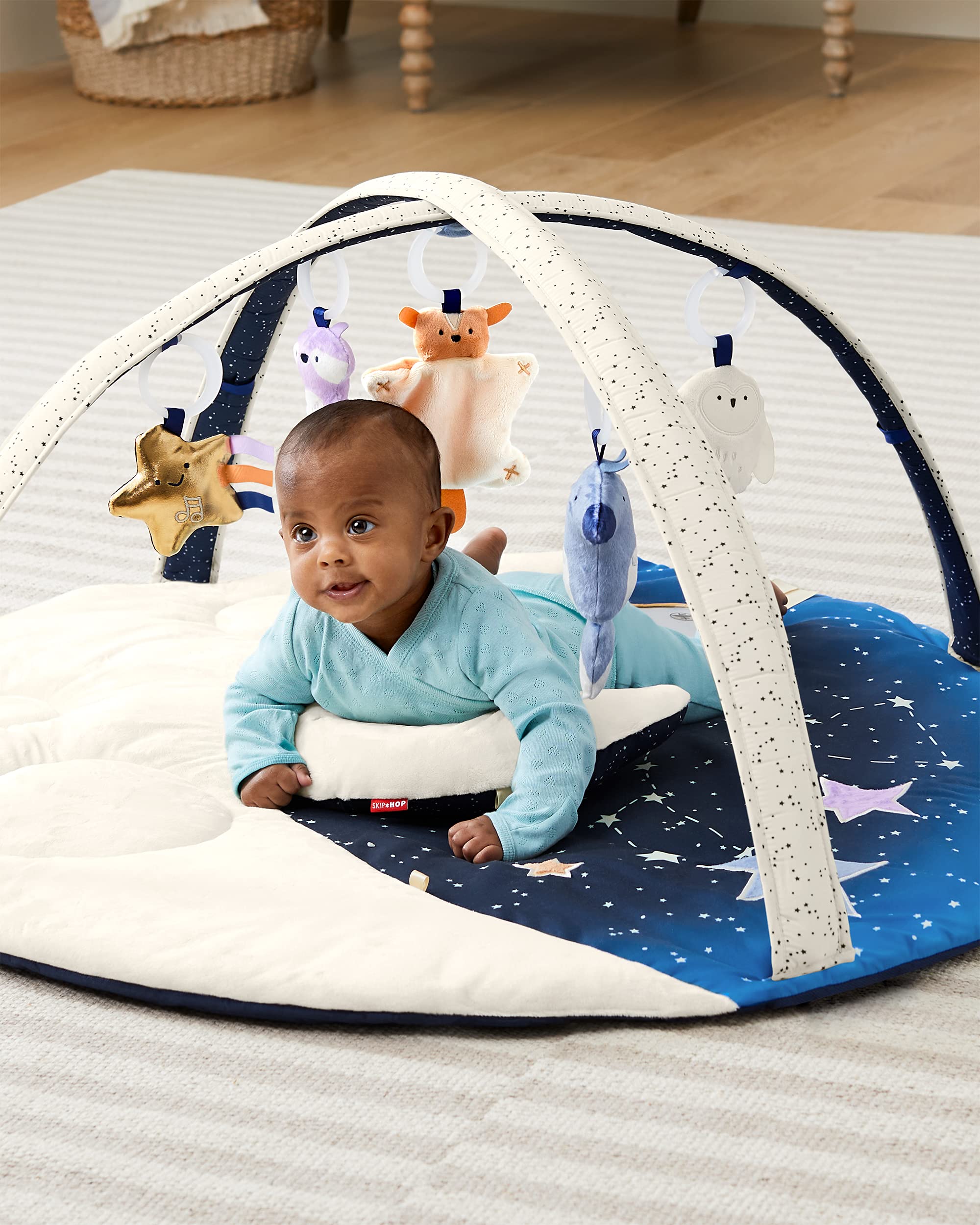Tummy Time Mat, 3-in-1 Activity Baby Play Gym, Age 0+, Celestial Dreams, Grey