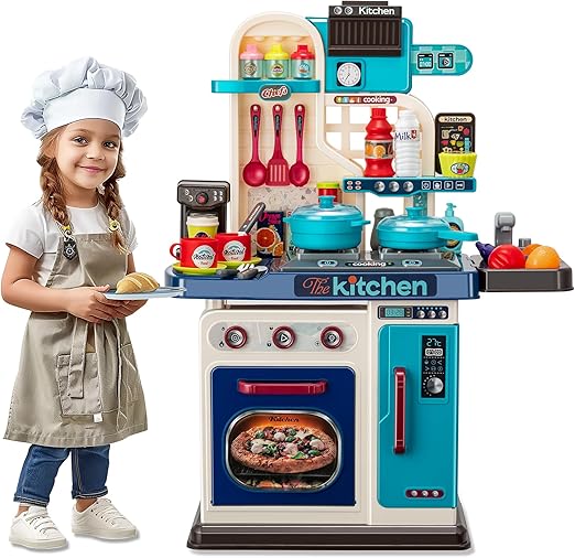 Kids Kitchen Playset-53pcs Cooking Stove,Paly Sink,Oven,Kitchen Toys with Realistic