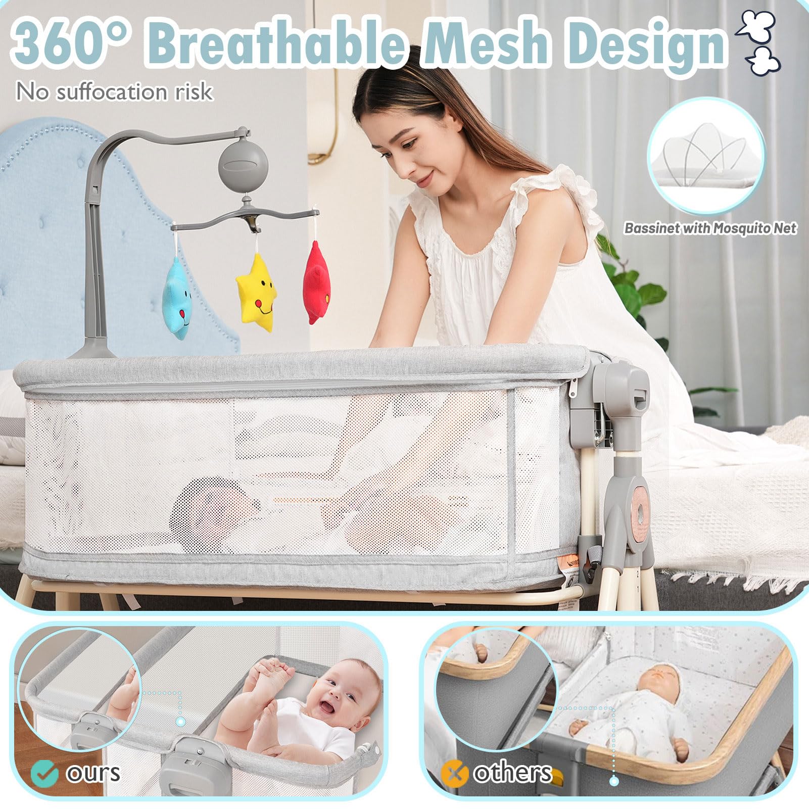 3-in-1 Rocking Bassinet with Musical Toys