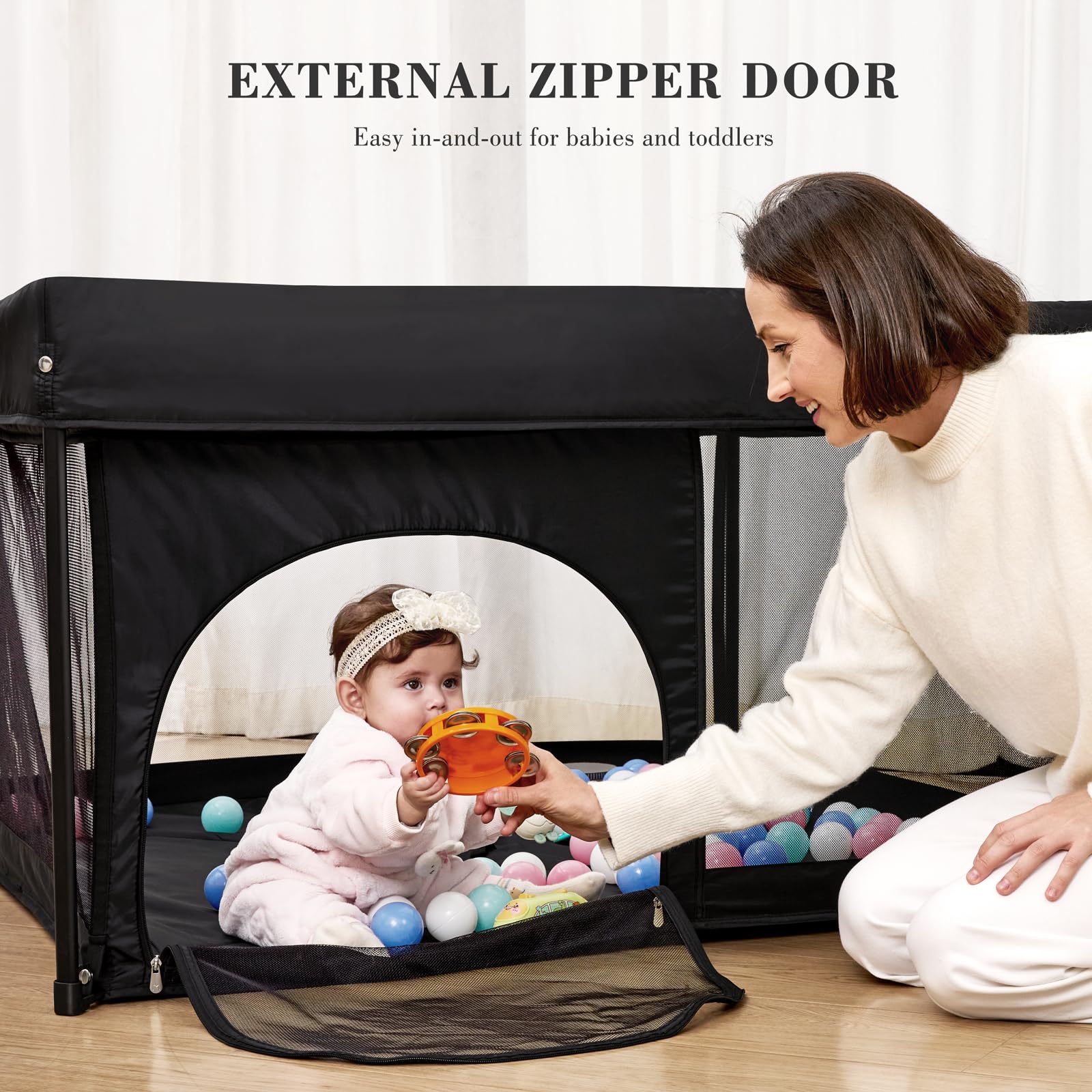 Foldable Baby Playpen 50x50 with Safety Lock