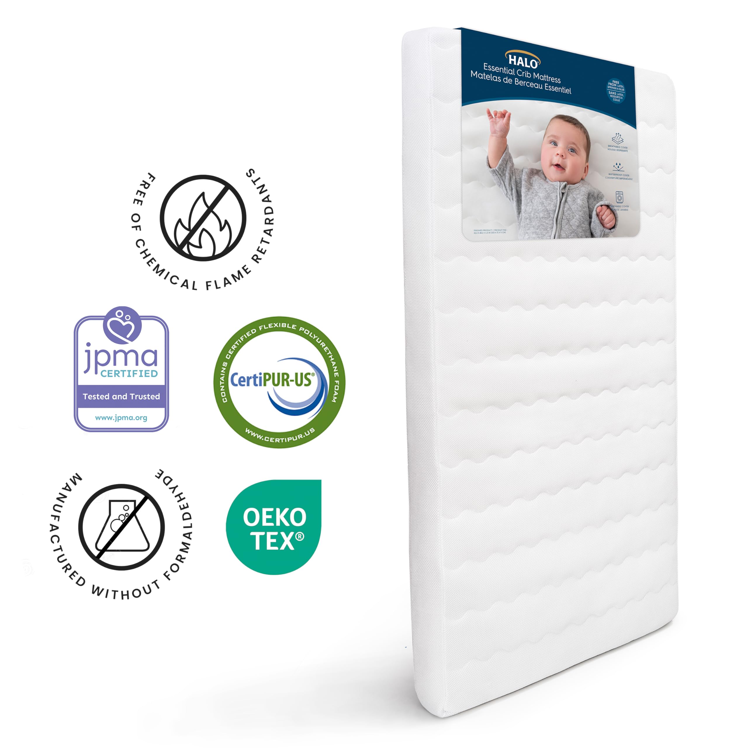 Breathable Crib & Toddler Mattress with Waterproof Washable Cover