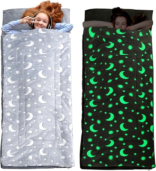Glow in The Dark Sleeping Bags for 10~12 Years Old Kids, Soft Kids Nap