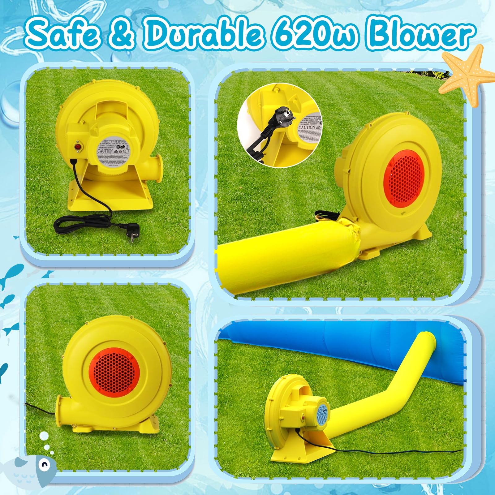 10-in-1 Inflatable Bounce House Water Slide with Splash Pool