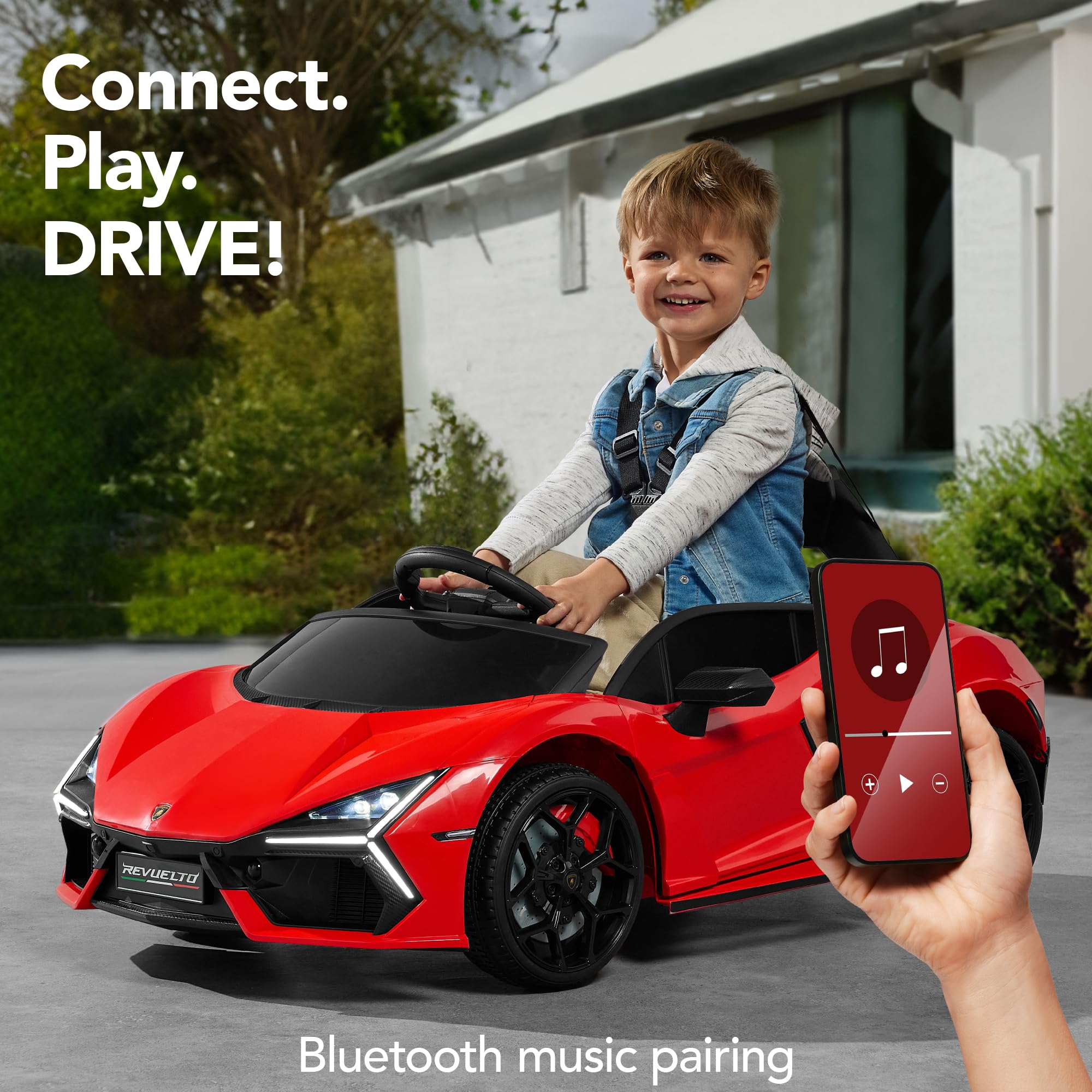 Best Choice Products Licensed Lamborghini Revuelto Kids 12V Electric Ride On Car Toy w/ 66lb Weight Capacity, Parent Control, Bluetooth - Red