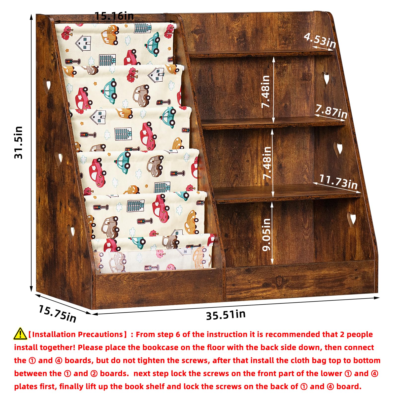 4 Tier Kids Bookshelf and Storage Organizer