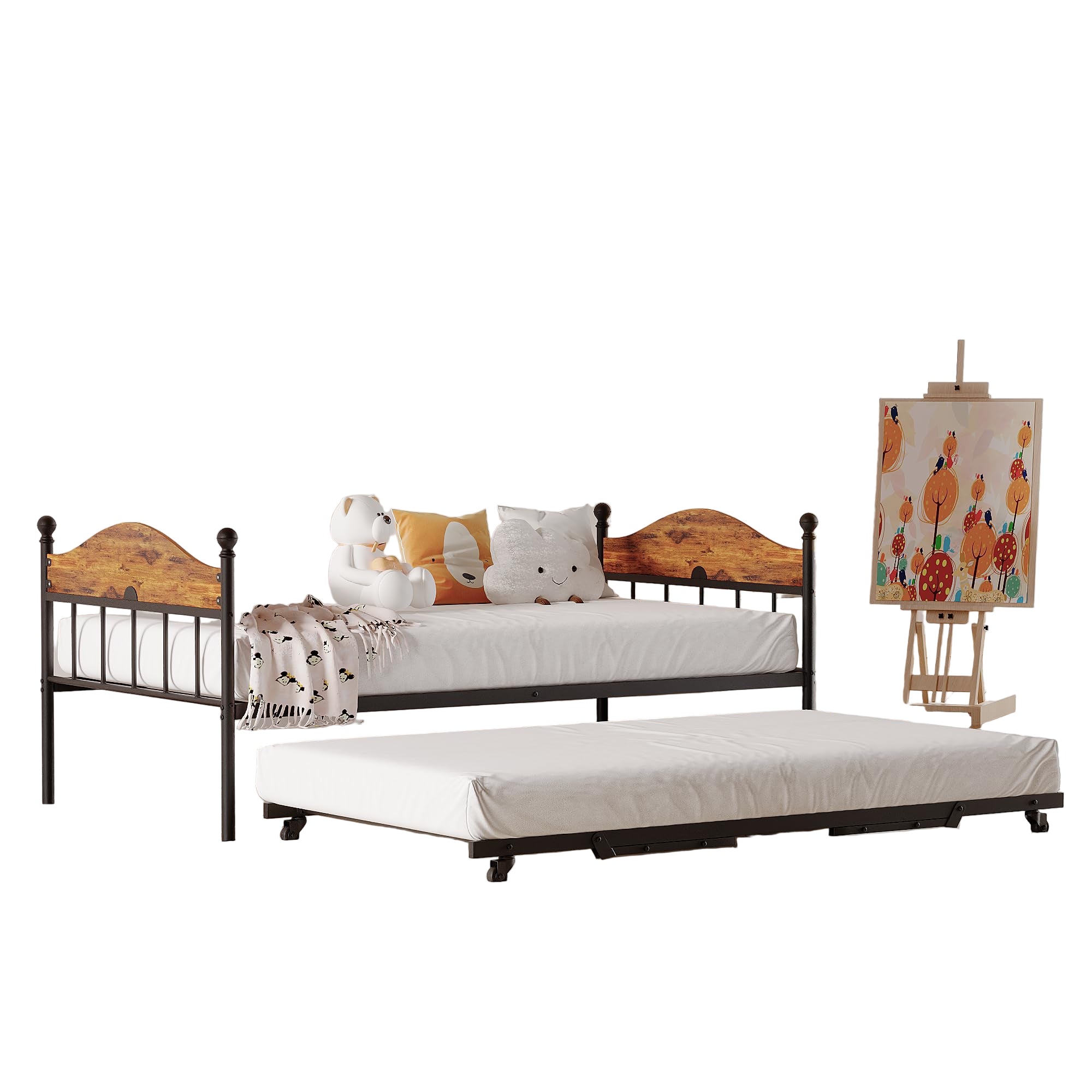 Daybed with Trundle, Metal Twin Bed Frame
