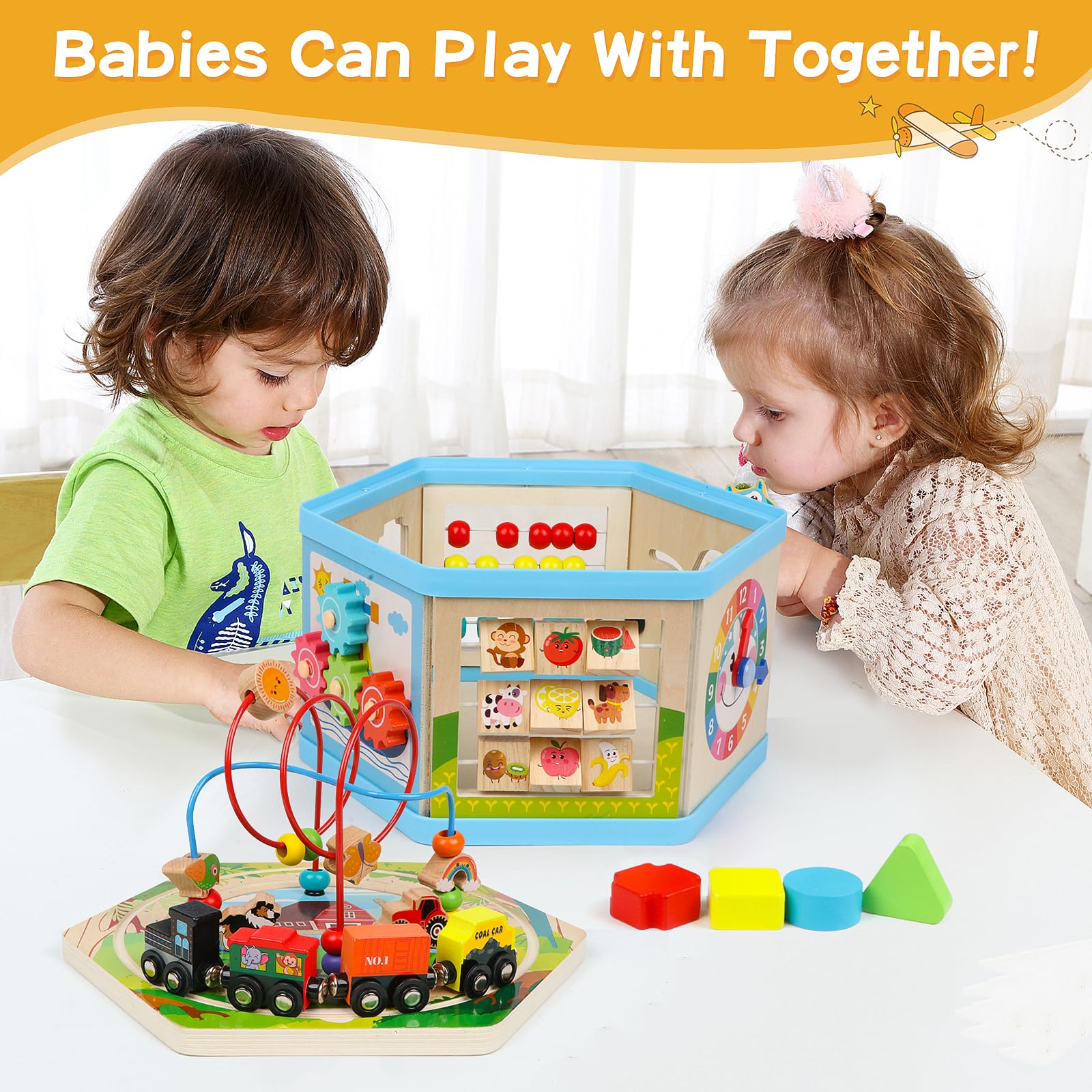 9-in-1 Wooden Activity Cube for Toddlers