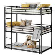 Bunk Bed, Triple Bunk beds Twin Over Twin Over Twin with 2 Ladders