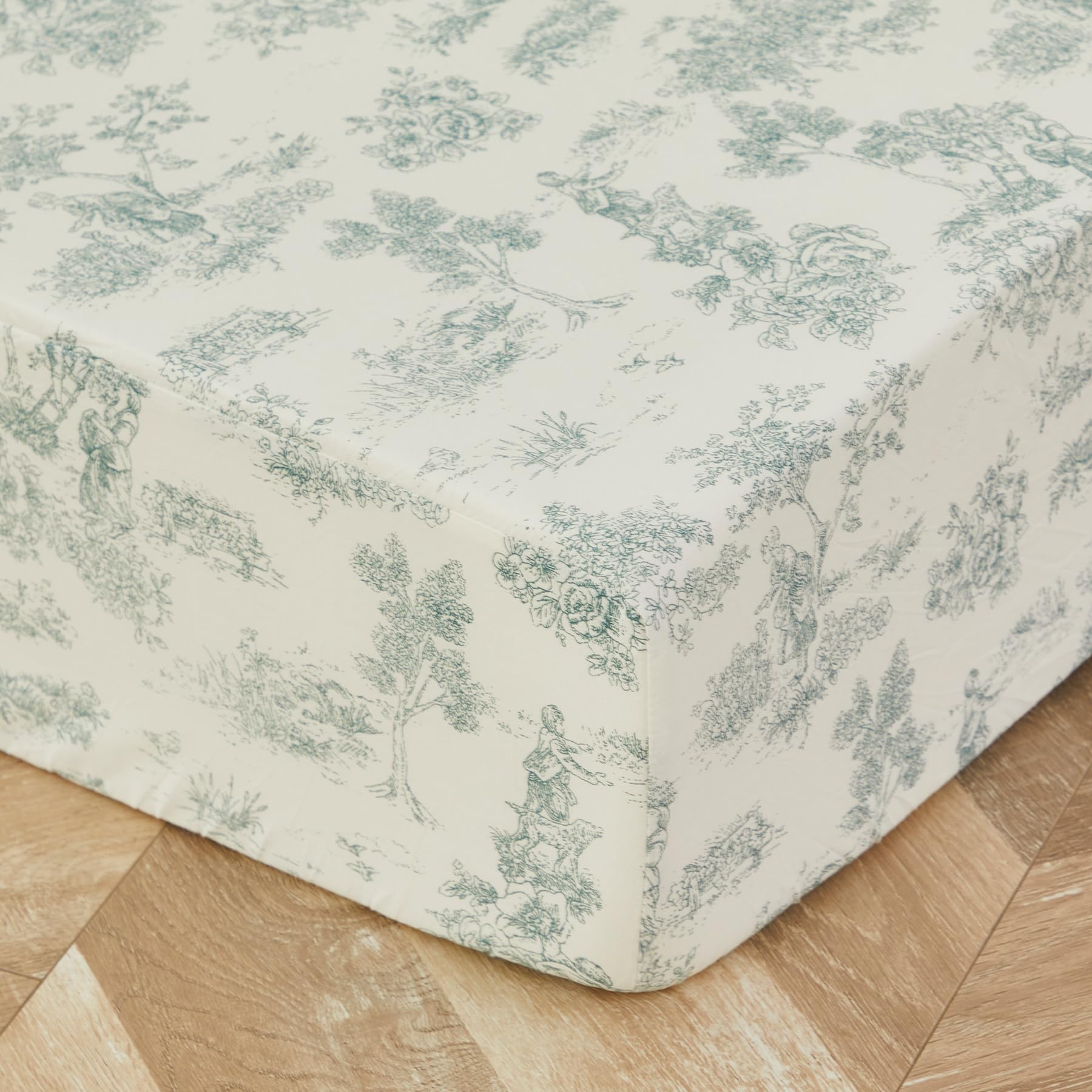 Vintage Green Toile Crib Bedding Set