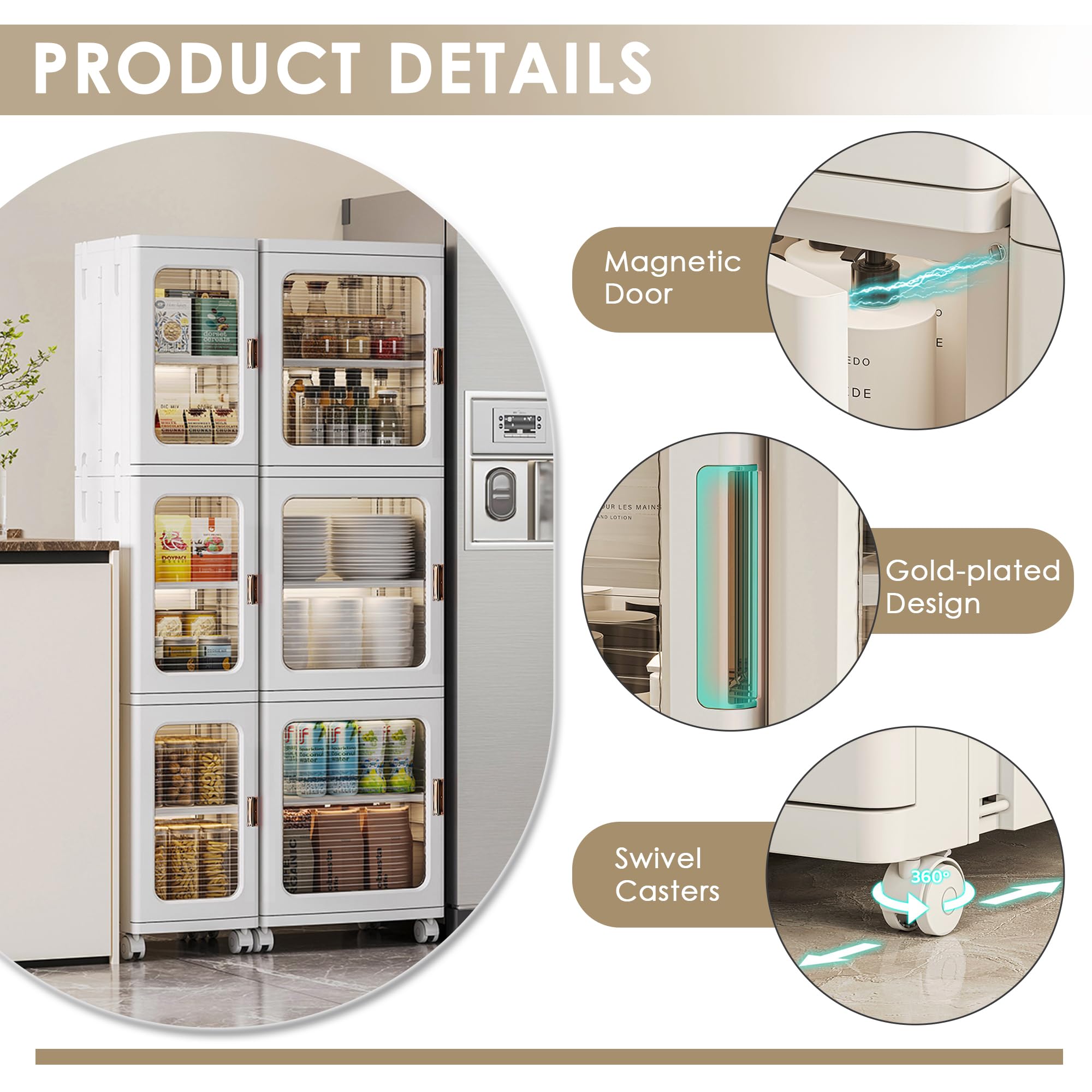 4-Tier Narrow Storage Cabinet with Wheels