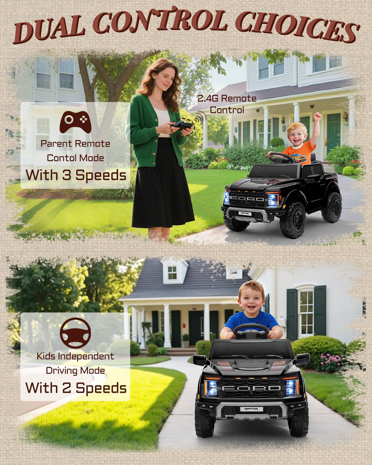 12V Licensed Ford F-150 Raptor Kids Ride-On Truck